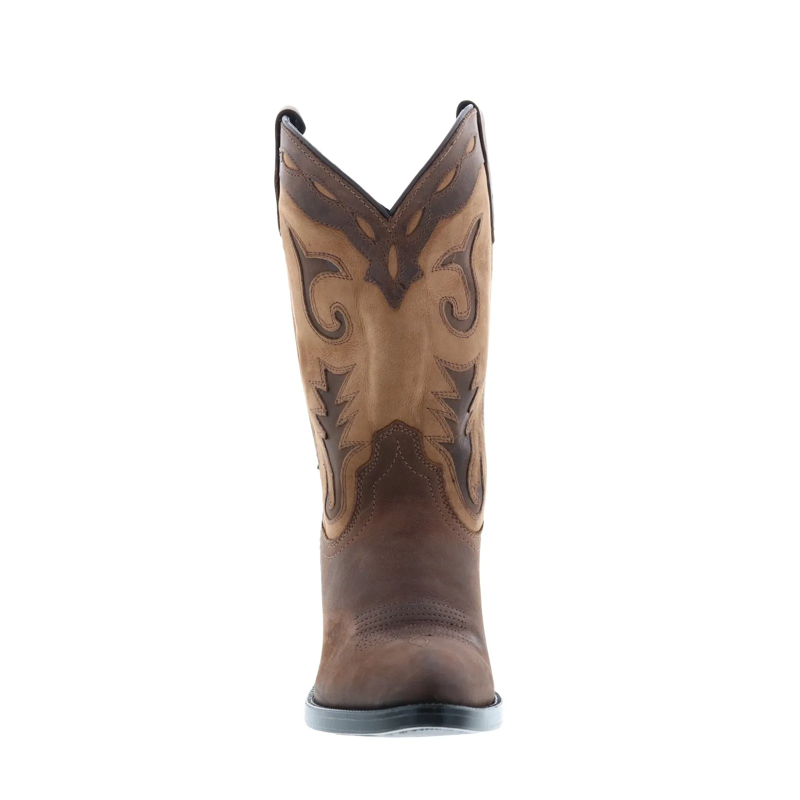 City Life Rawhide L4540 Womens Brown Leather Slip On Cowboy Western Boots