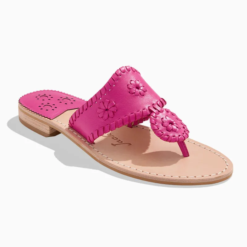 Jacks Leather Flat Sandal Adjustable Canvas