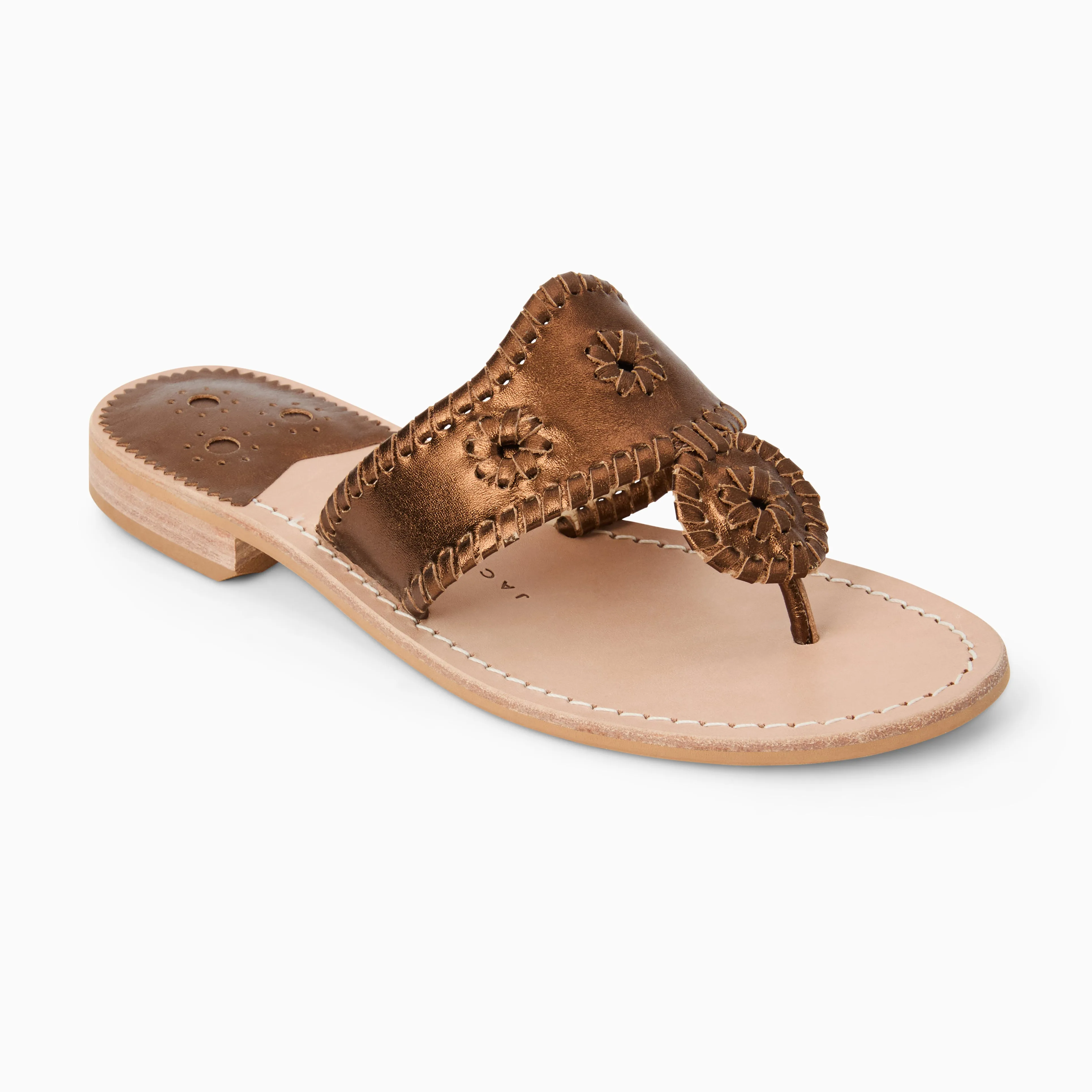 Jacks Wide Width Leather Flat Sandal Smart Look Sky Light
