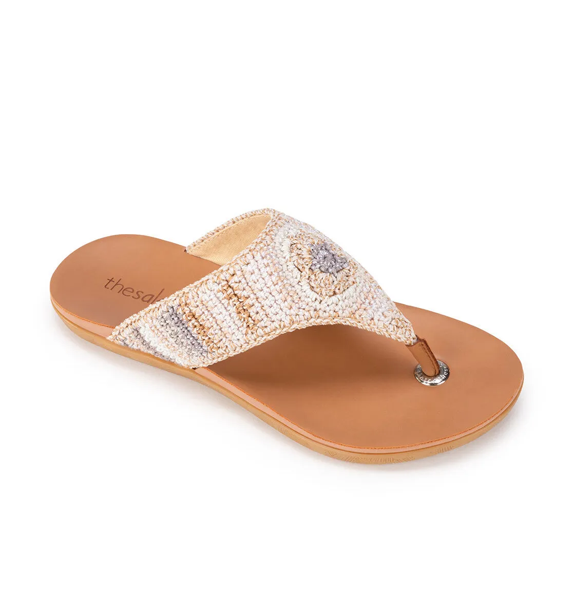 Shine Silver Outdoor Shana Sandal - Hand Crochet - Sand Stripe