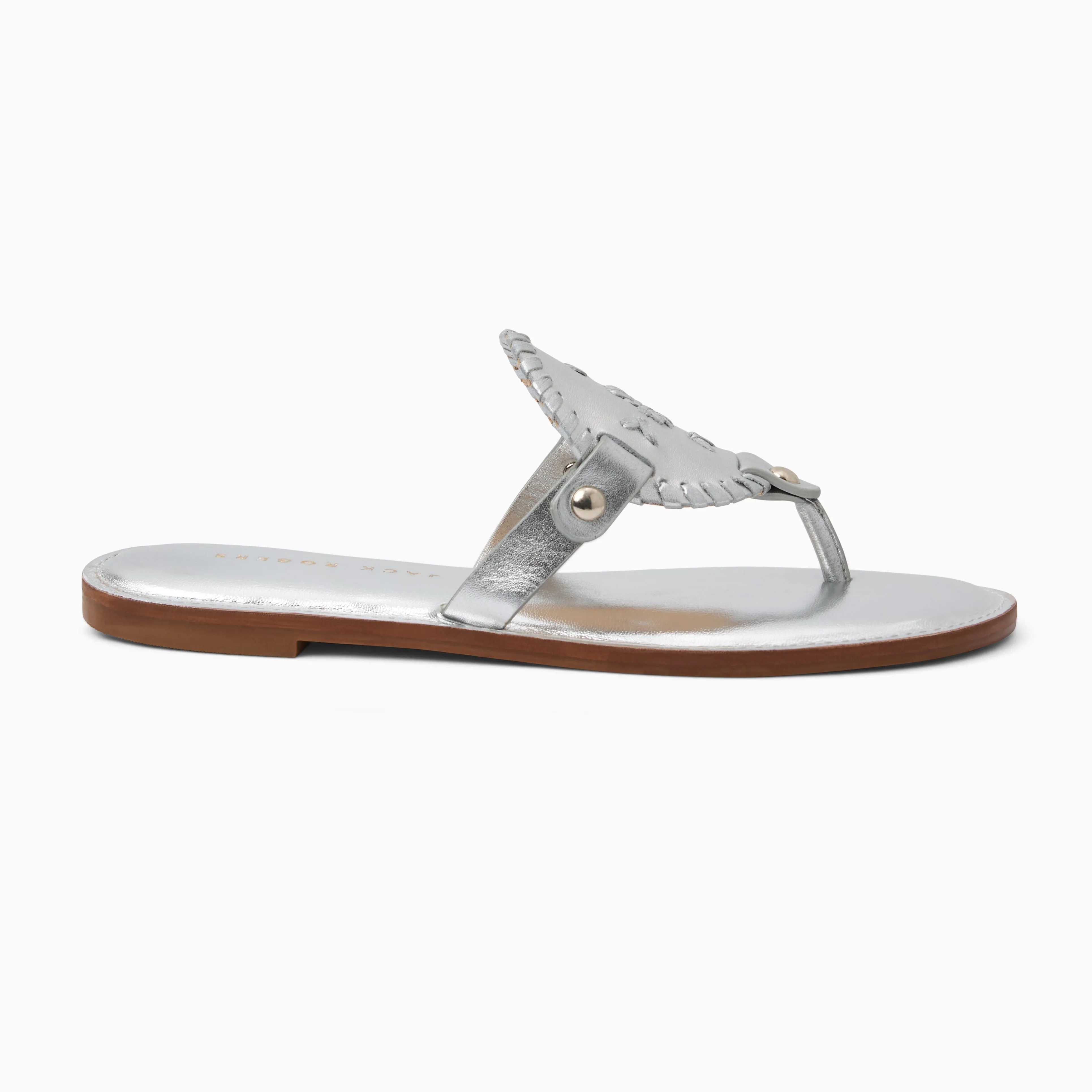 Collins Metallic Leather Flat Sandal Polish Look Swift Glide