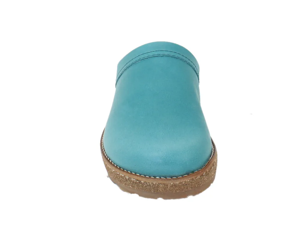 Haflinger Leather Clogs Travel Aqua Old School