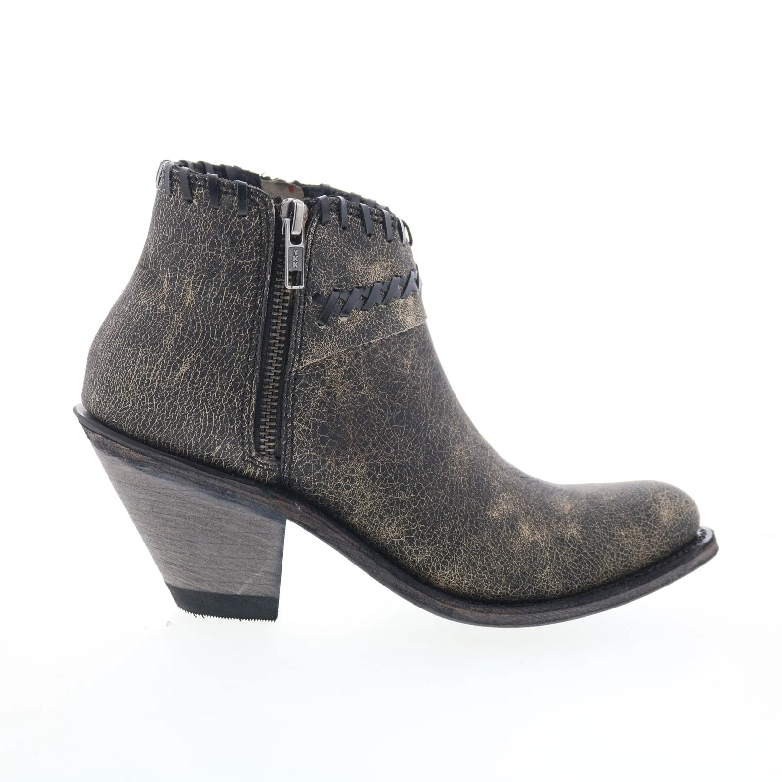 Comfortable Feeling buckle Jama Old West Snip Toe 18155 Womens Gray Leather Zipper Western Boots