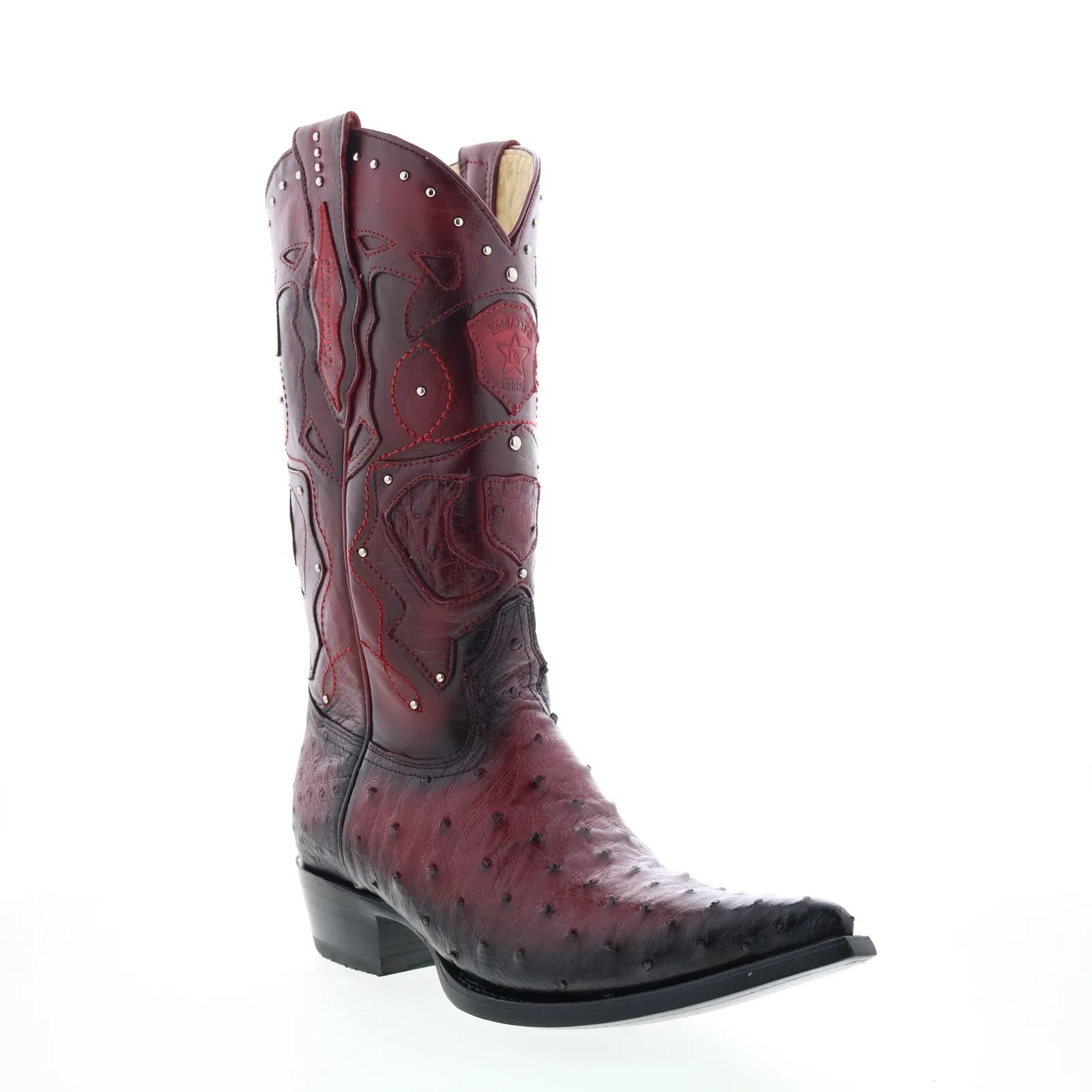 Smooth Surface Los Altos 3X Toe Ostrich 95VF0343 Mens Burgundy Wide Cowboy Western Boots
