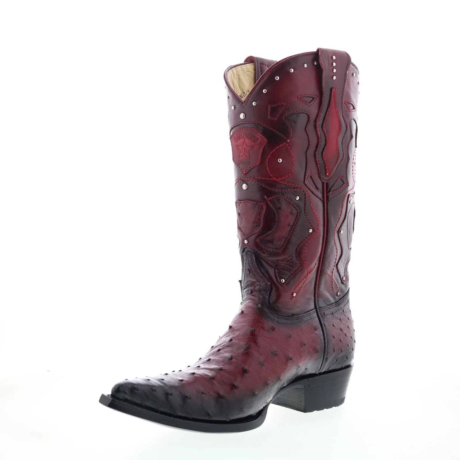 Comfortable Grip Los Altos 3X Toe Ostrich 95VF0343 Mens Burgundy Wide Cowboy Western Boots