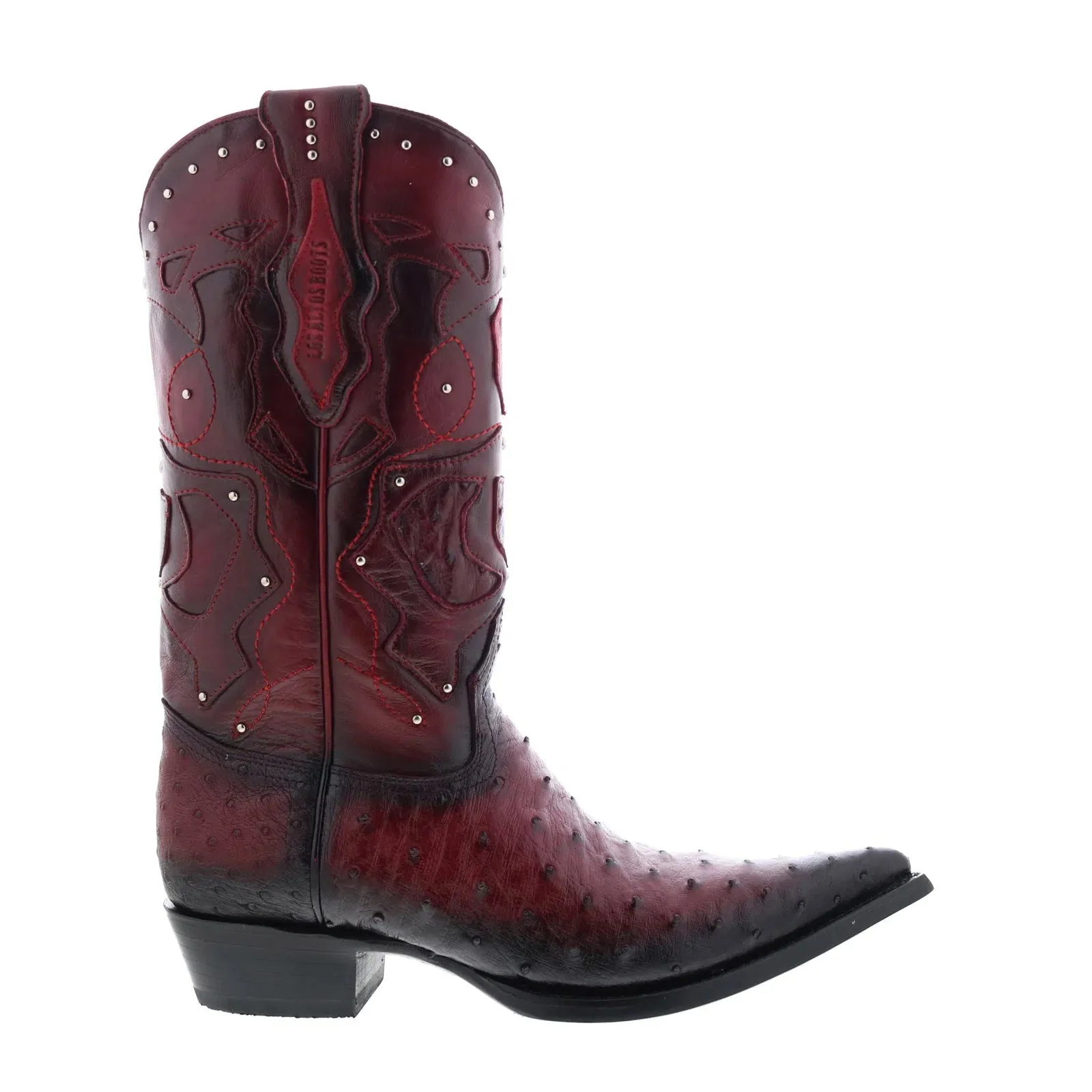 Strong Sole Los Altos 3X Toe Ostrich 95VF0343 Mens Burgundy Wide Cowboy Western Boots