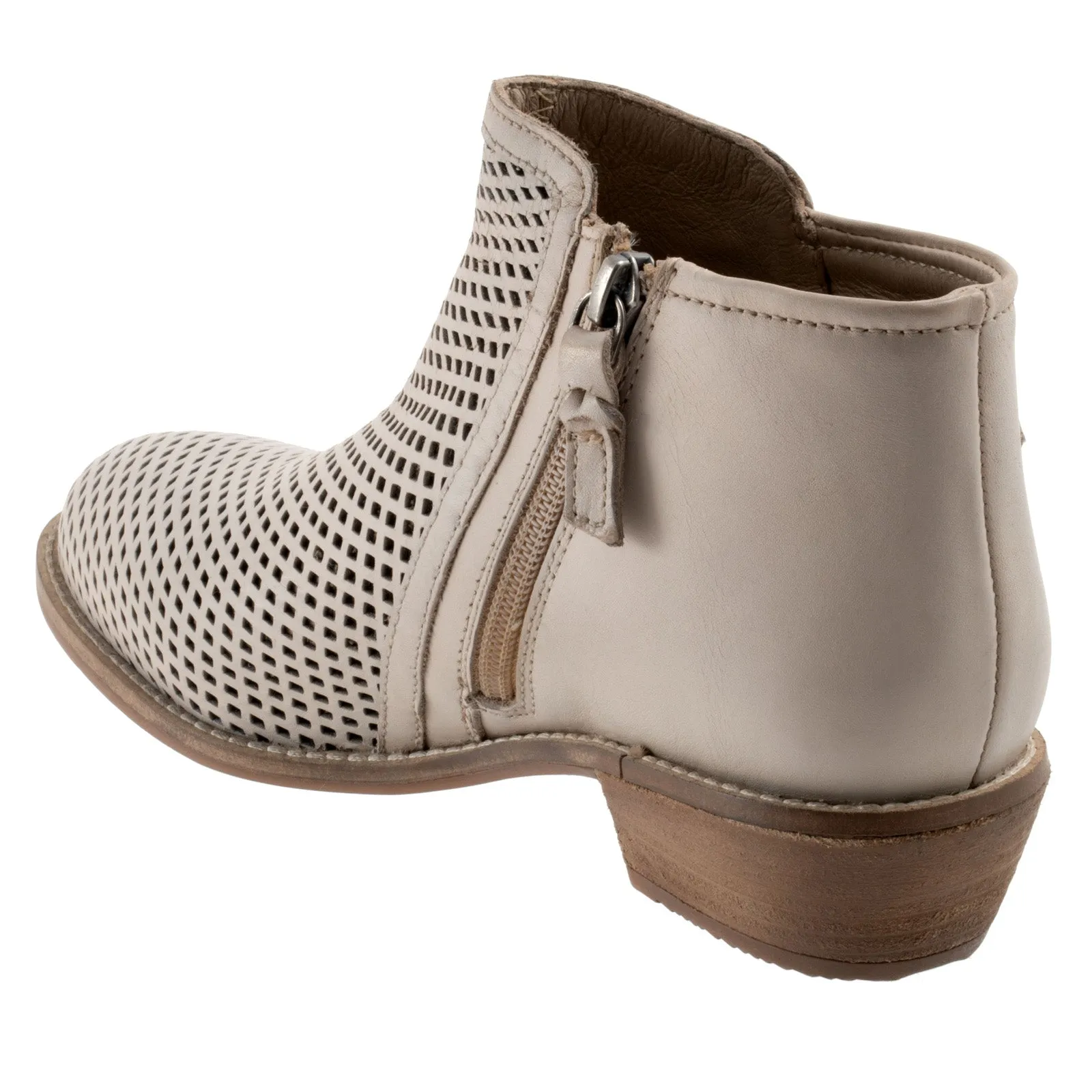 Softwalk Rimini Perf S2315-063 Womens Beige Leather Ankle & Booties Boots Strong Grip Memory Foam