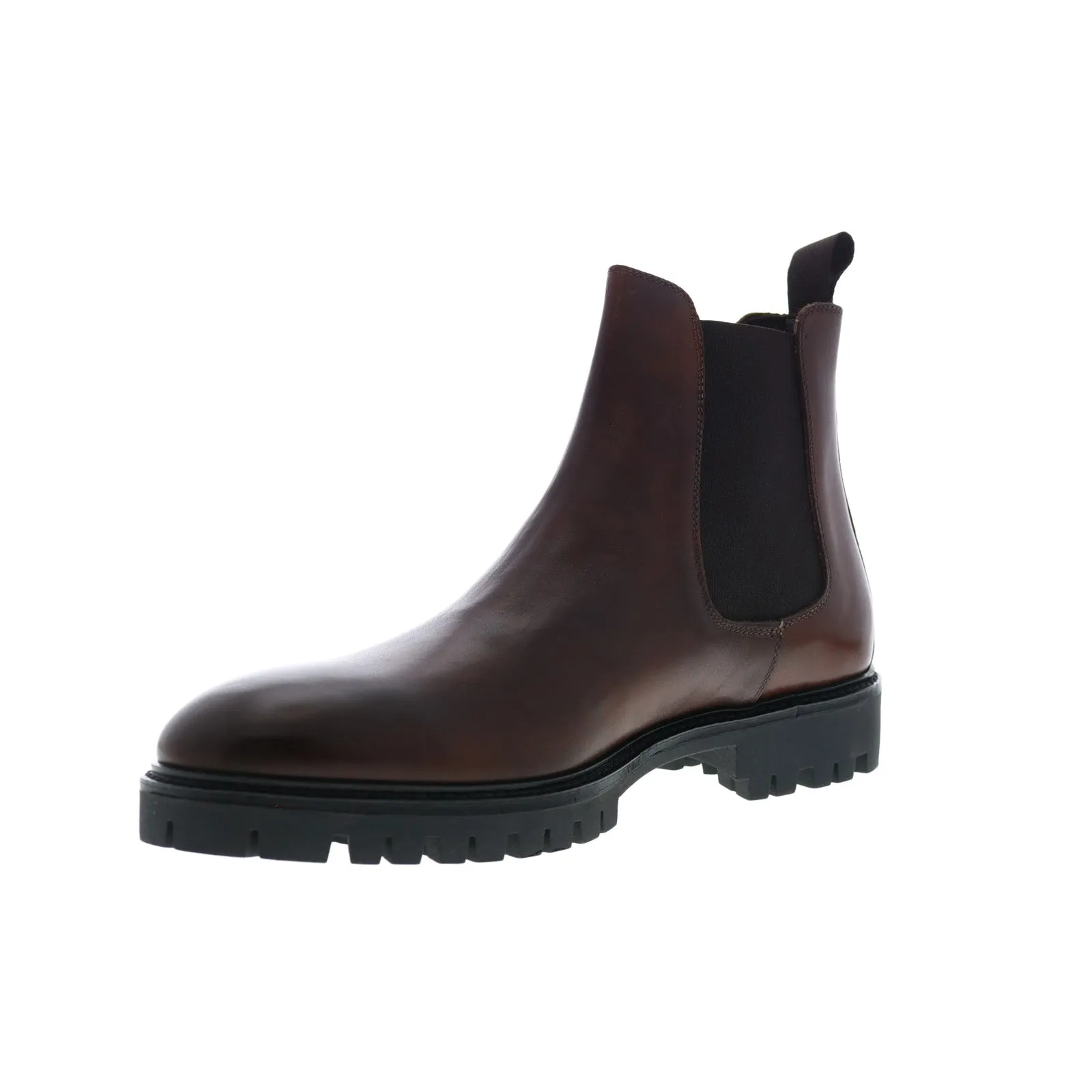 Workwear Style Elastic Cuff Bruno Magli Ramiro MB3RAME0 Mens Brown Leather Slip On Chelsea Boots