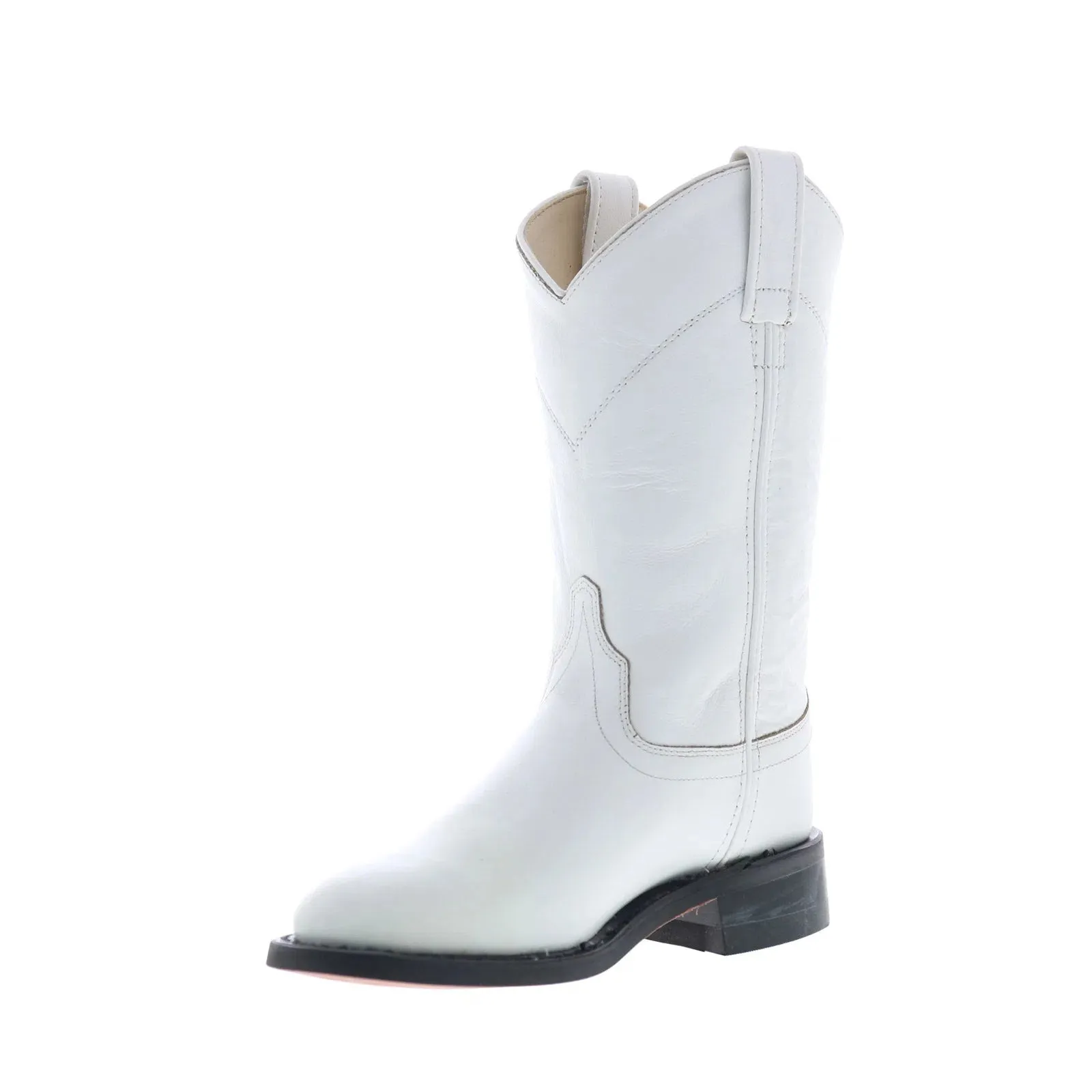Flexible Design Jama Old West SRL4021 Womens White Leather Slip On Cowboy Western Boots