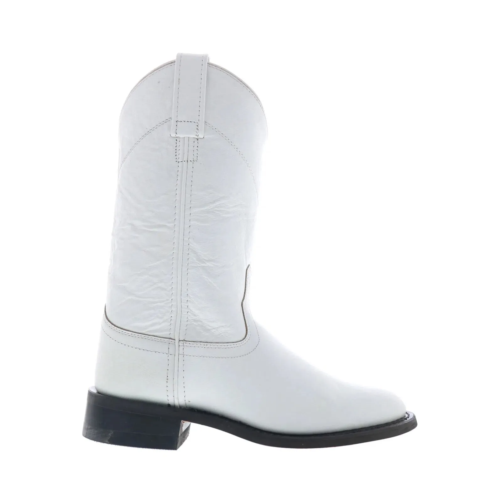 Simple Fit Jama Old West SRL4021 Womens White Leather Slip On Cowboy Western Boots