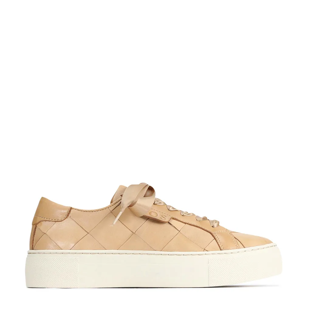 WOVEN LEATHER PLATFORM SNEAKER Lace Closure