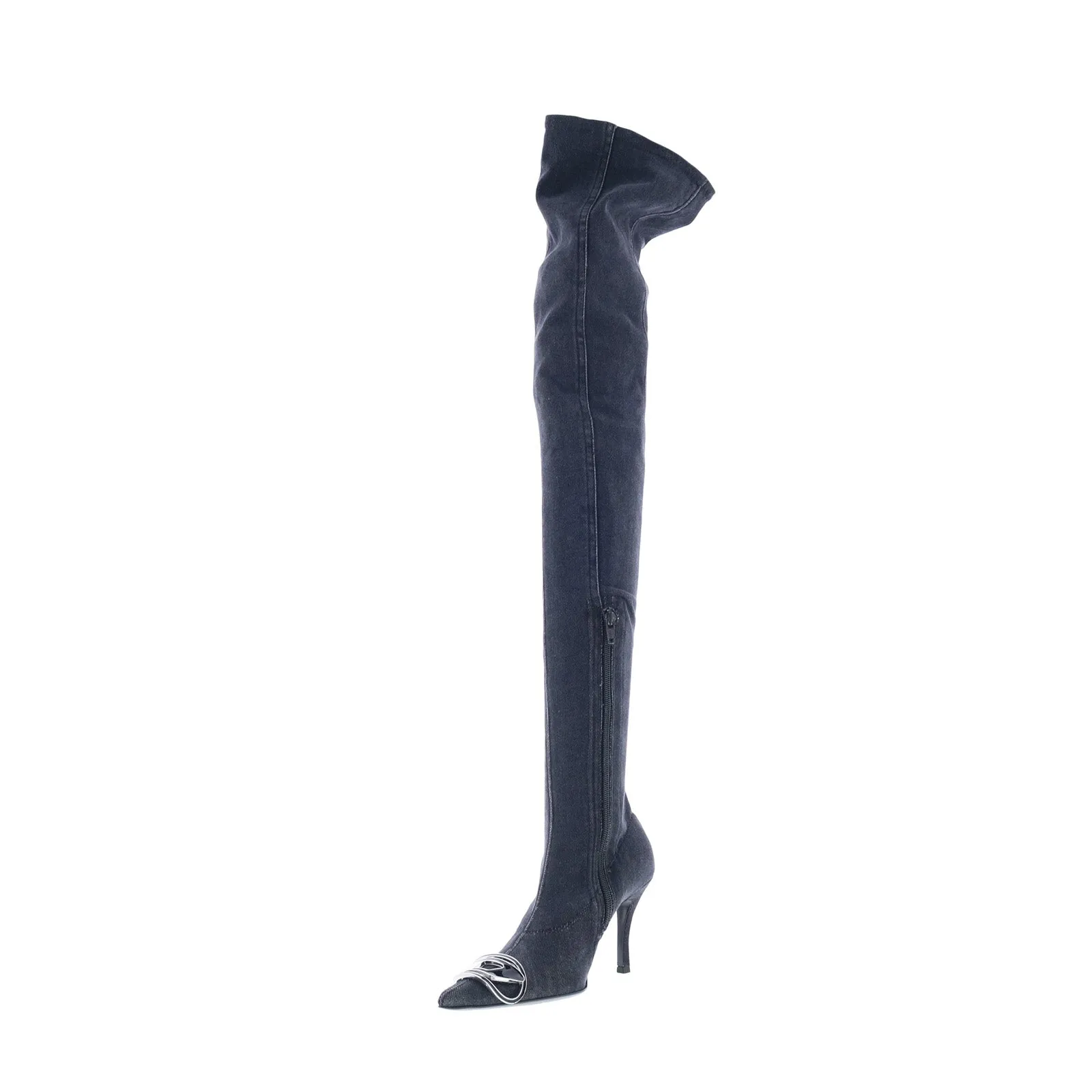 Diesel D-Venus TBT D Y03316-P6078-T8013 Womens Black Over The Knee Boots Muddy Path