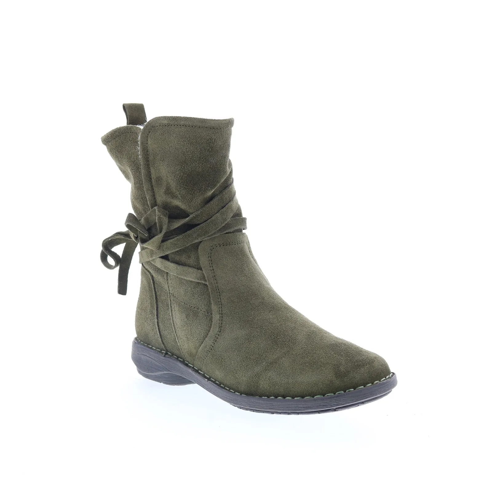 Crisp Lines Miz Mooz Prance Womens Green Suede Zipper Casual Dress Boots