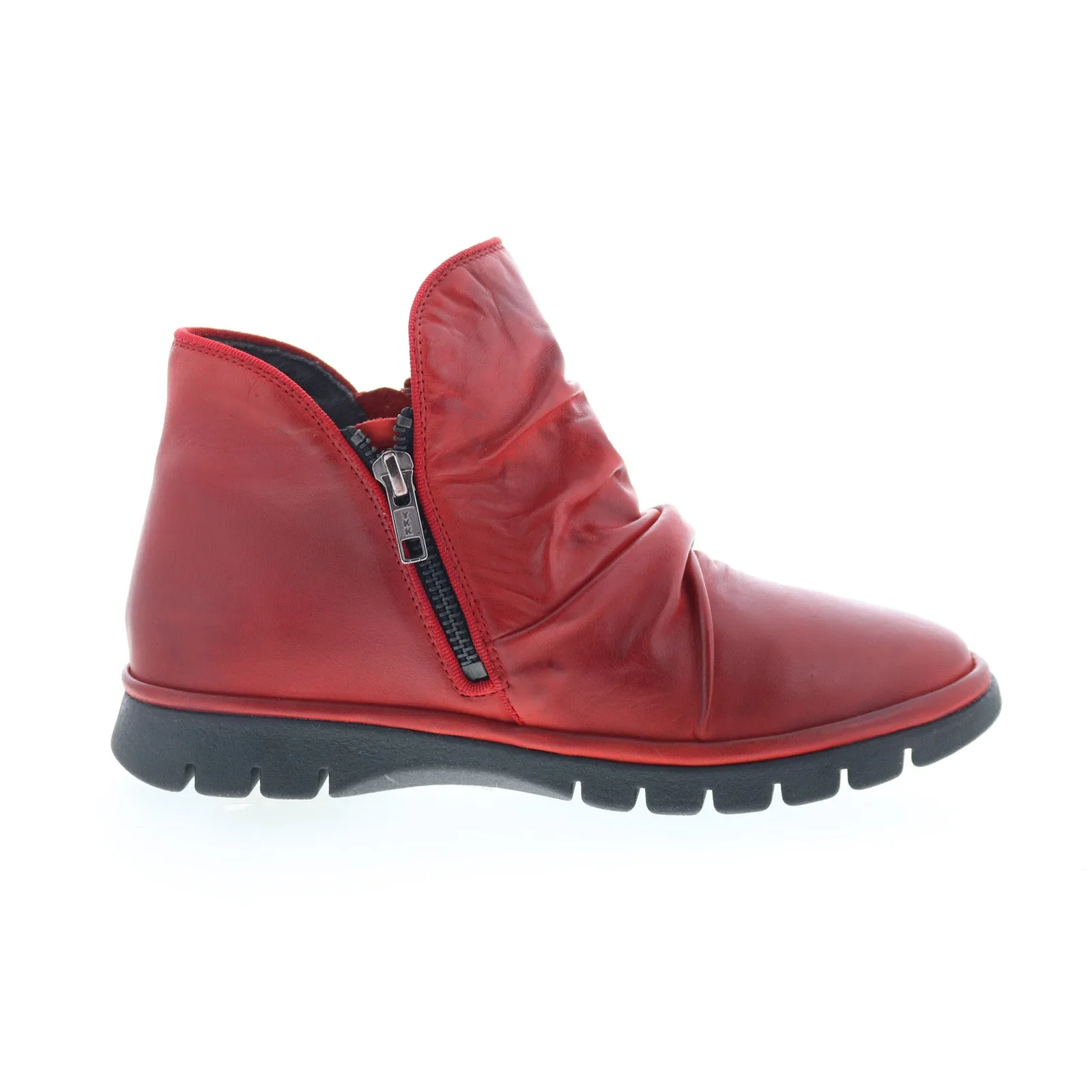 Miz Mooz Dianne Womens Red Leather Zipper Ankle & Booties Boots Soft Lining