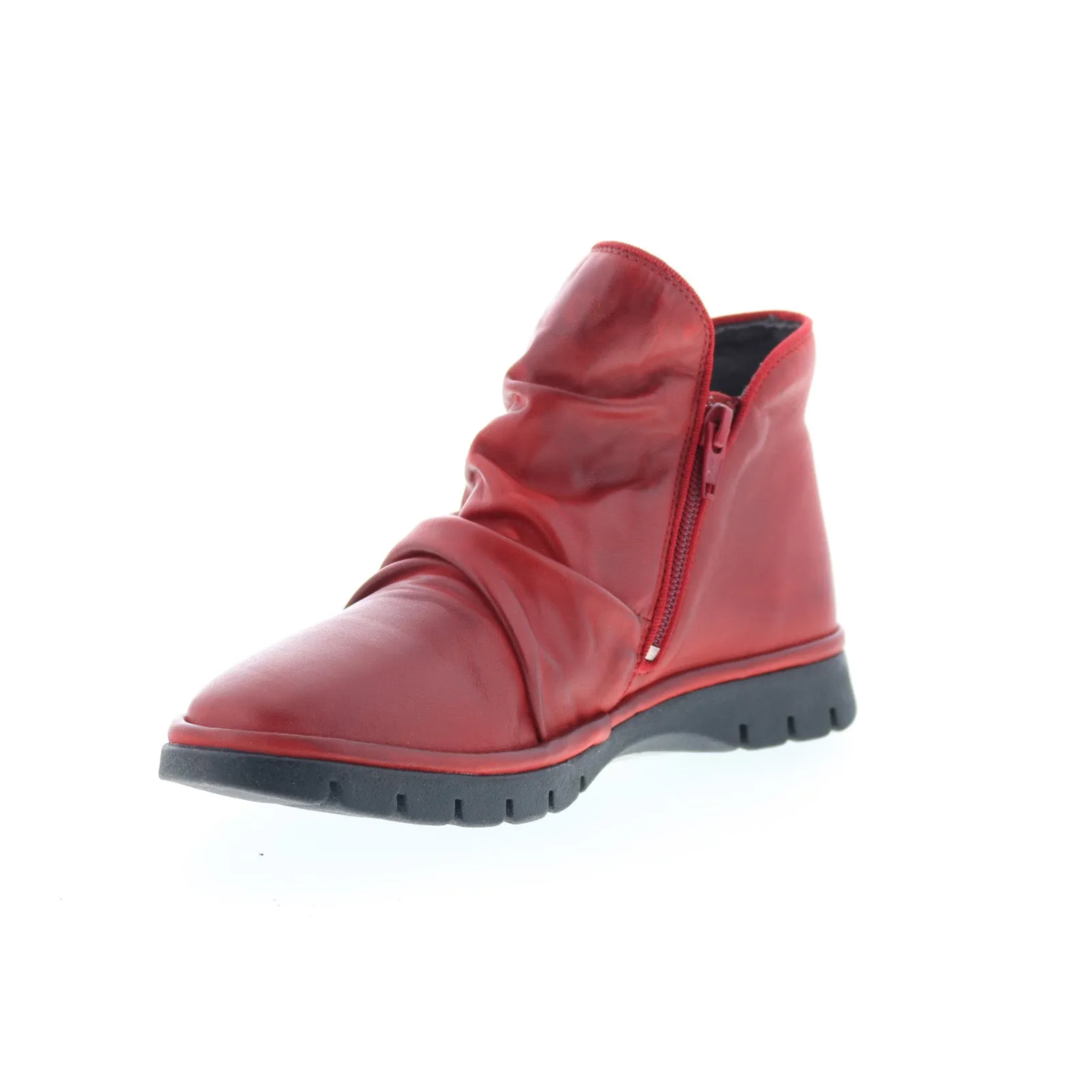 Street Style Miz Mooz Dianne Womens Red Leather Zipper Ankle & Booties Boots