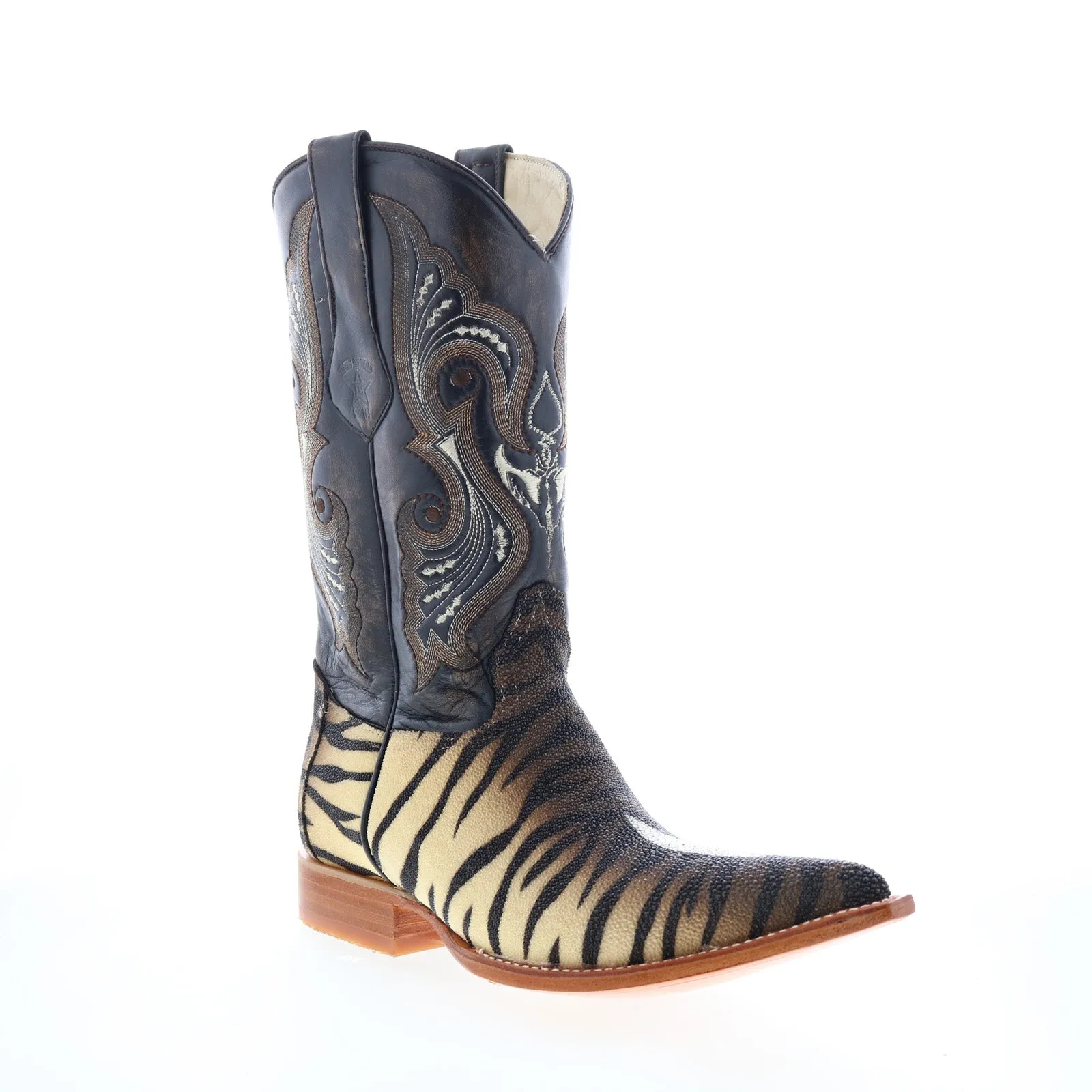 Los Altos 3X Toe Stingray Single Stone Tiger Mens Brown Wide  Western Boots Ground Force Active Lifestyle