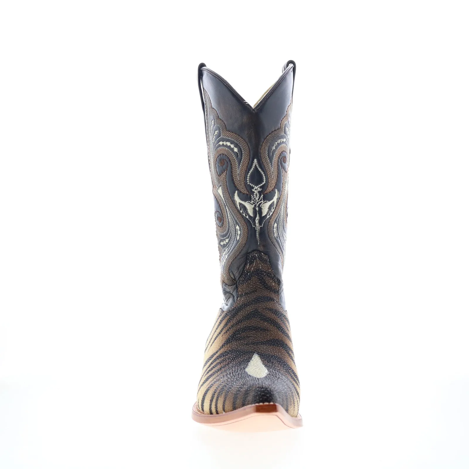 City Street Rugged Look Los Altos 3X Toe Stingray Single Stone Tiger Mens Brown Wide  Western Boots