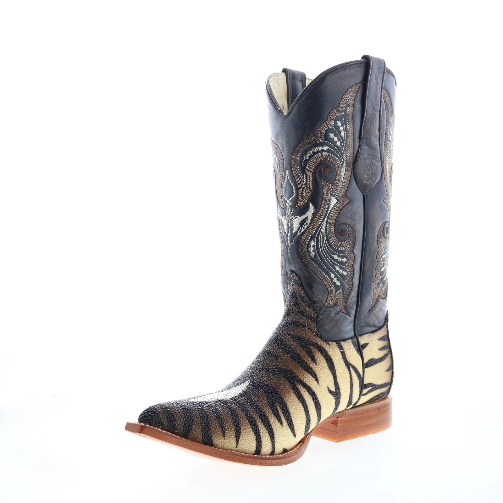 Los Altos 3X Toe Stingray Single Stone Tiger Mens Brown Wide  Western Boots Neutral Build Comfort Edge