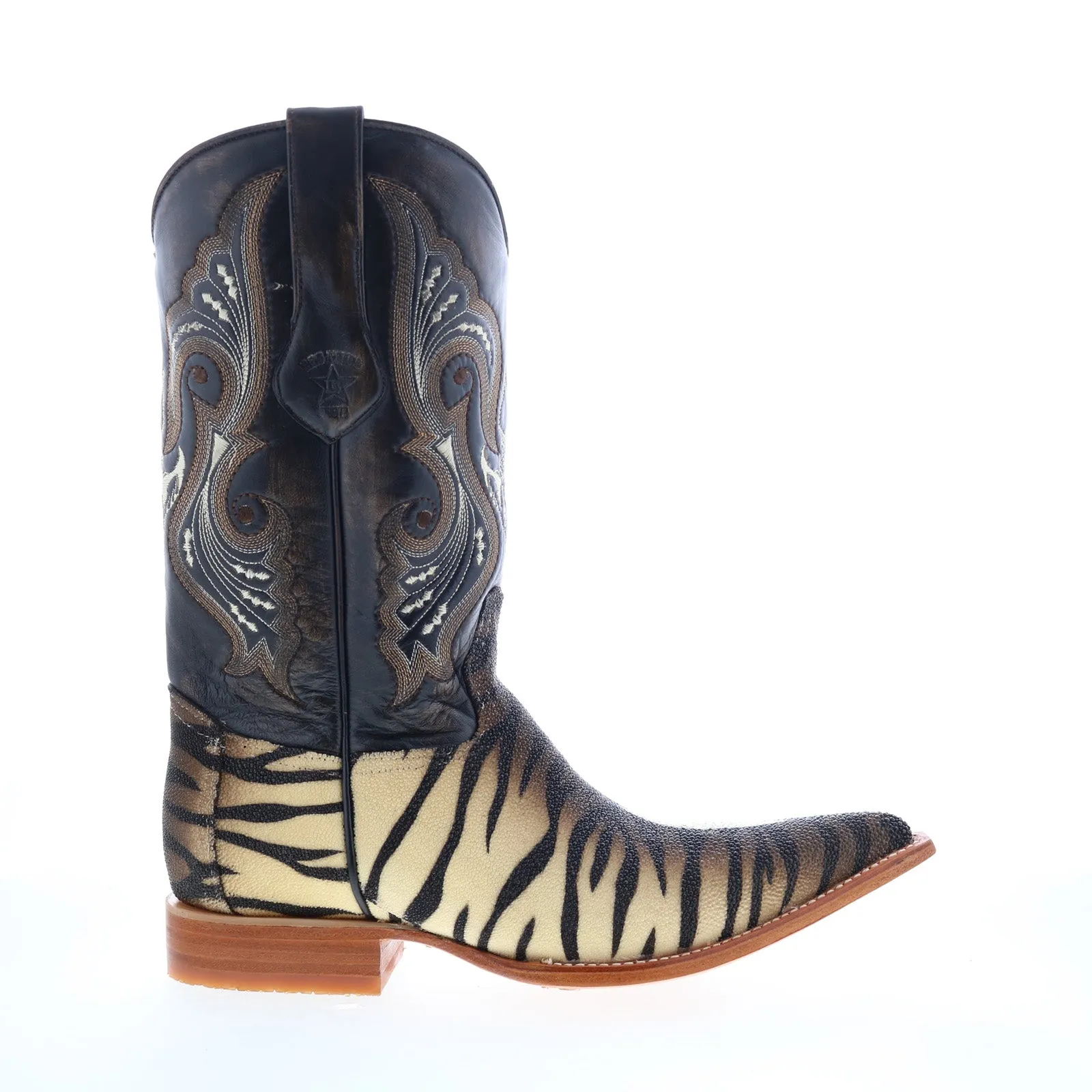 Los Altos 3X Toe Stingray Single Stone Tiger Mens Brown Wide  Western Boots Graduate