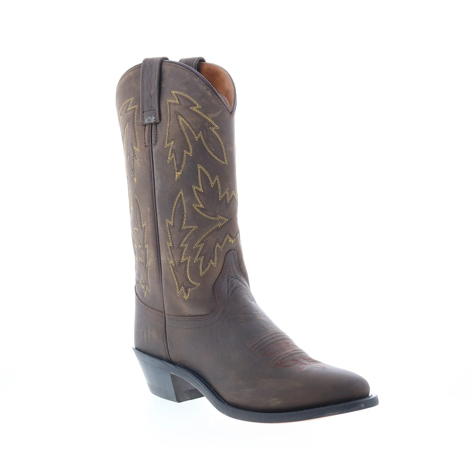 Picnic Ankle Support Jama Old West OW2051L Womens Brown Leather Slip On Cowboy Western Boots