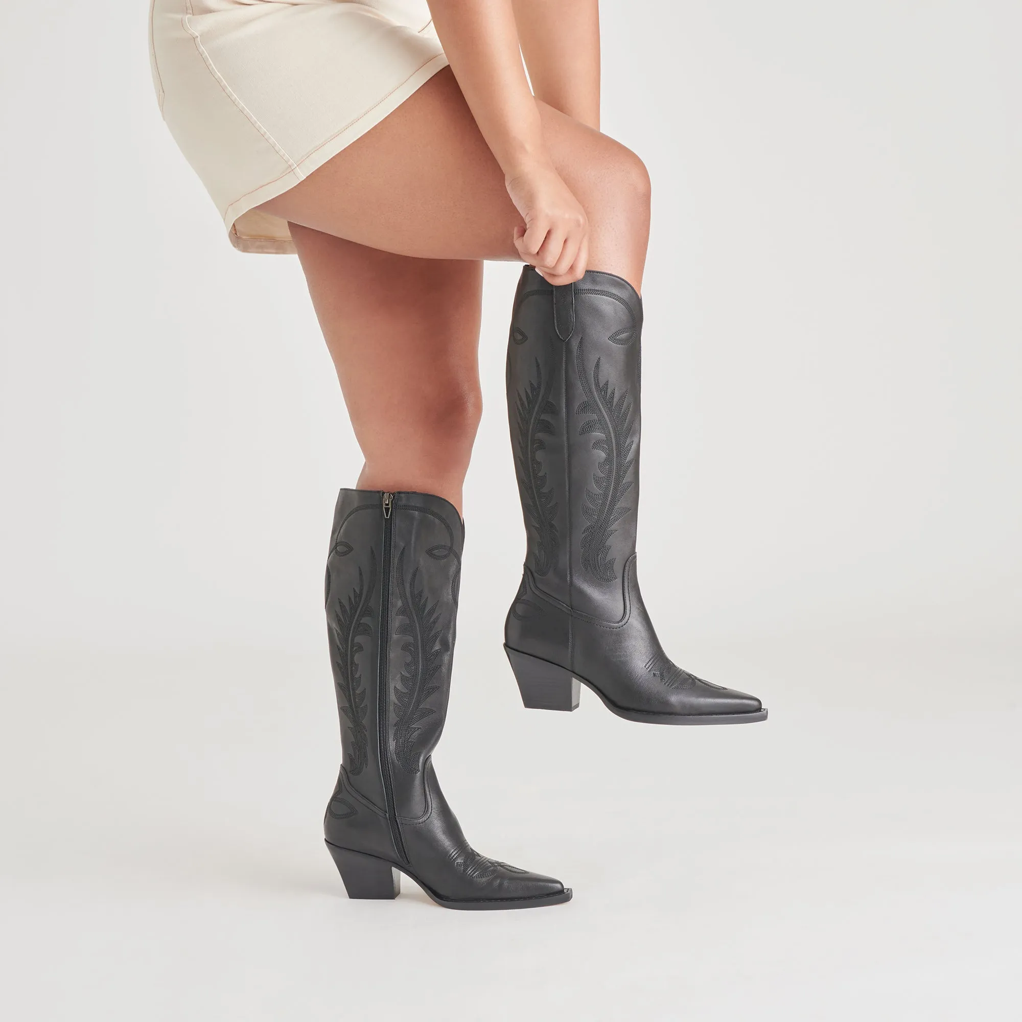 RYATT WIDE CALF BOOTS BLACK LEATHER Fashion Choice