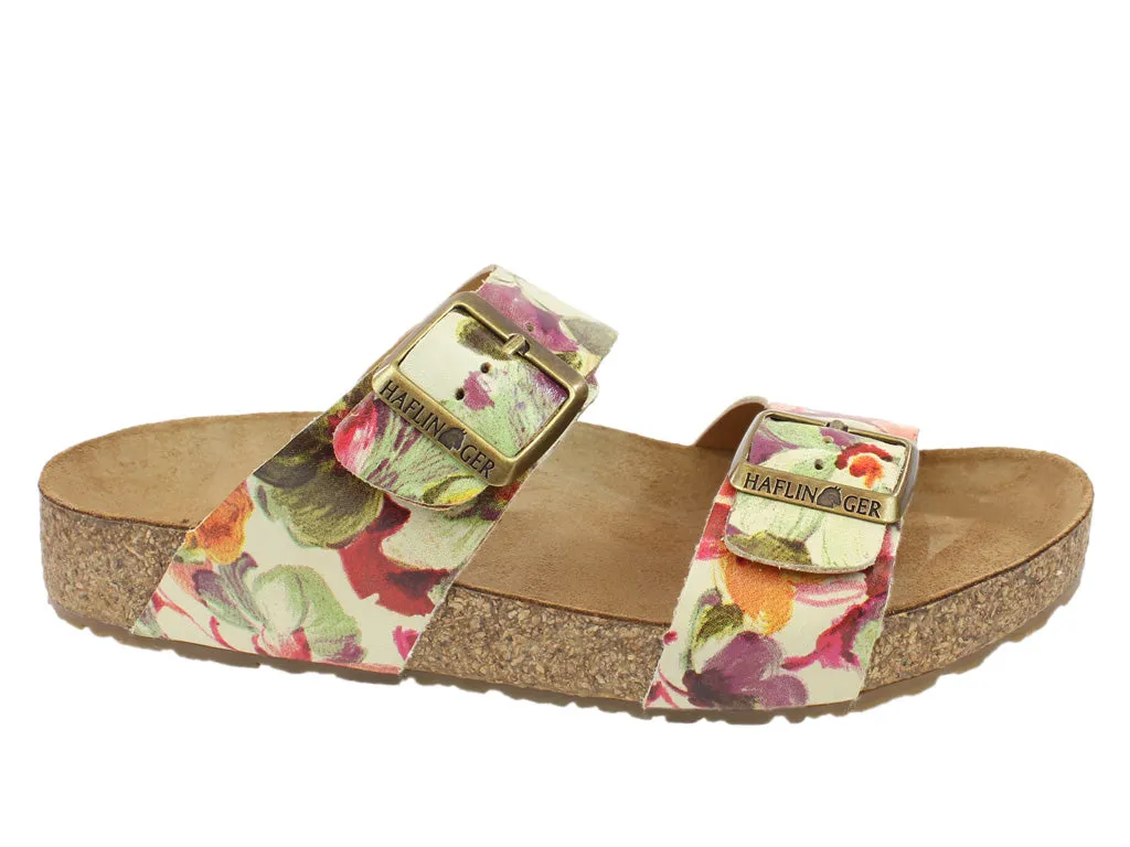 Haflinger Sandals Andrea Beige Flowers Freeze Proof Nordic Tone