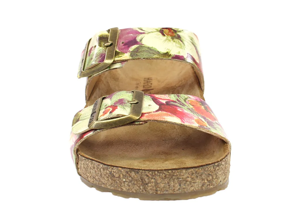 Hill Tough Greek Ease Haflinger Sandals Andrea Beige Flowers