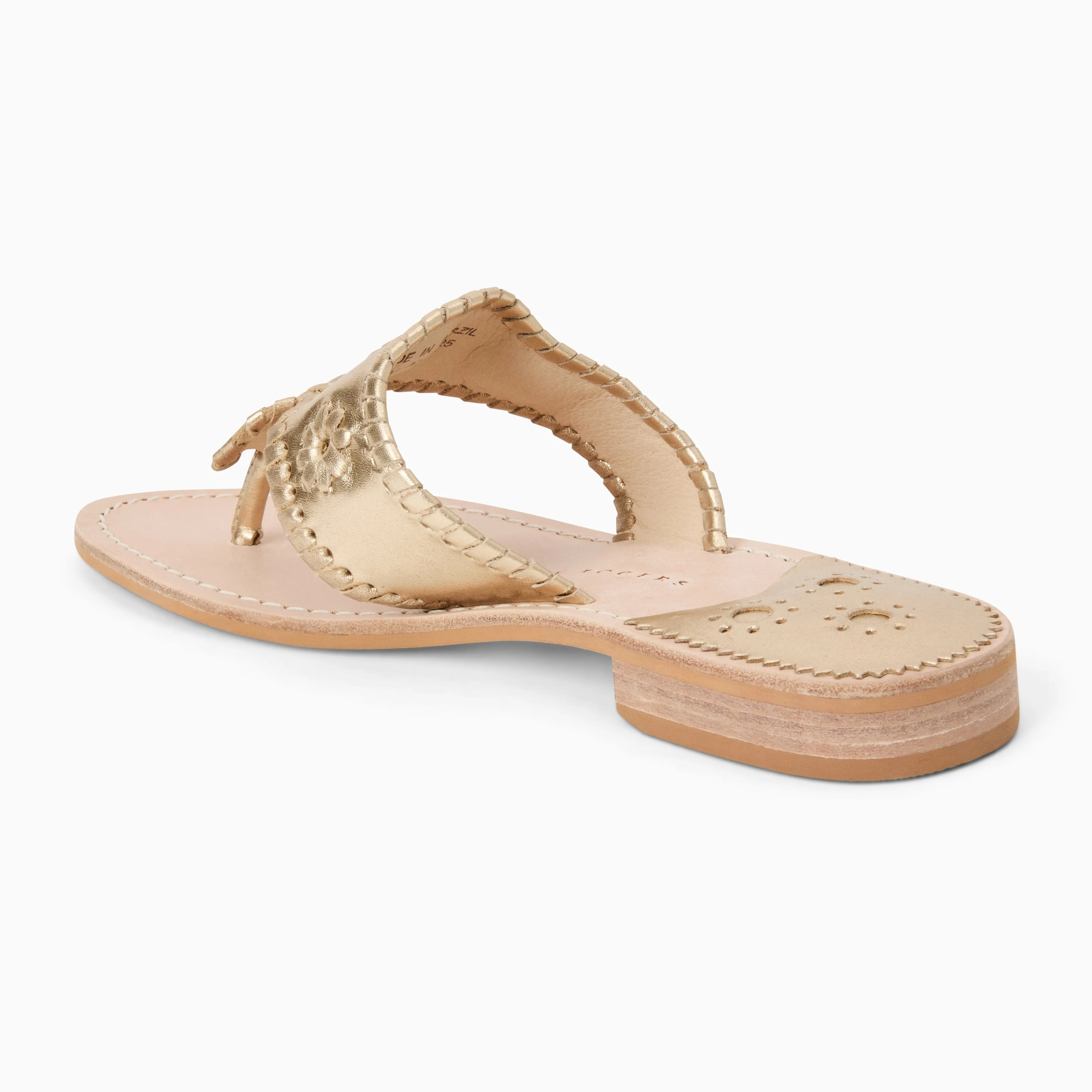 Jacks Leather Flat Sandal Cushioned Footbed Match All