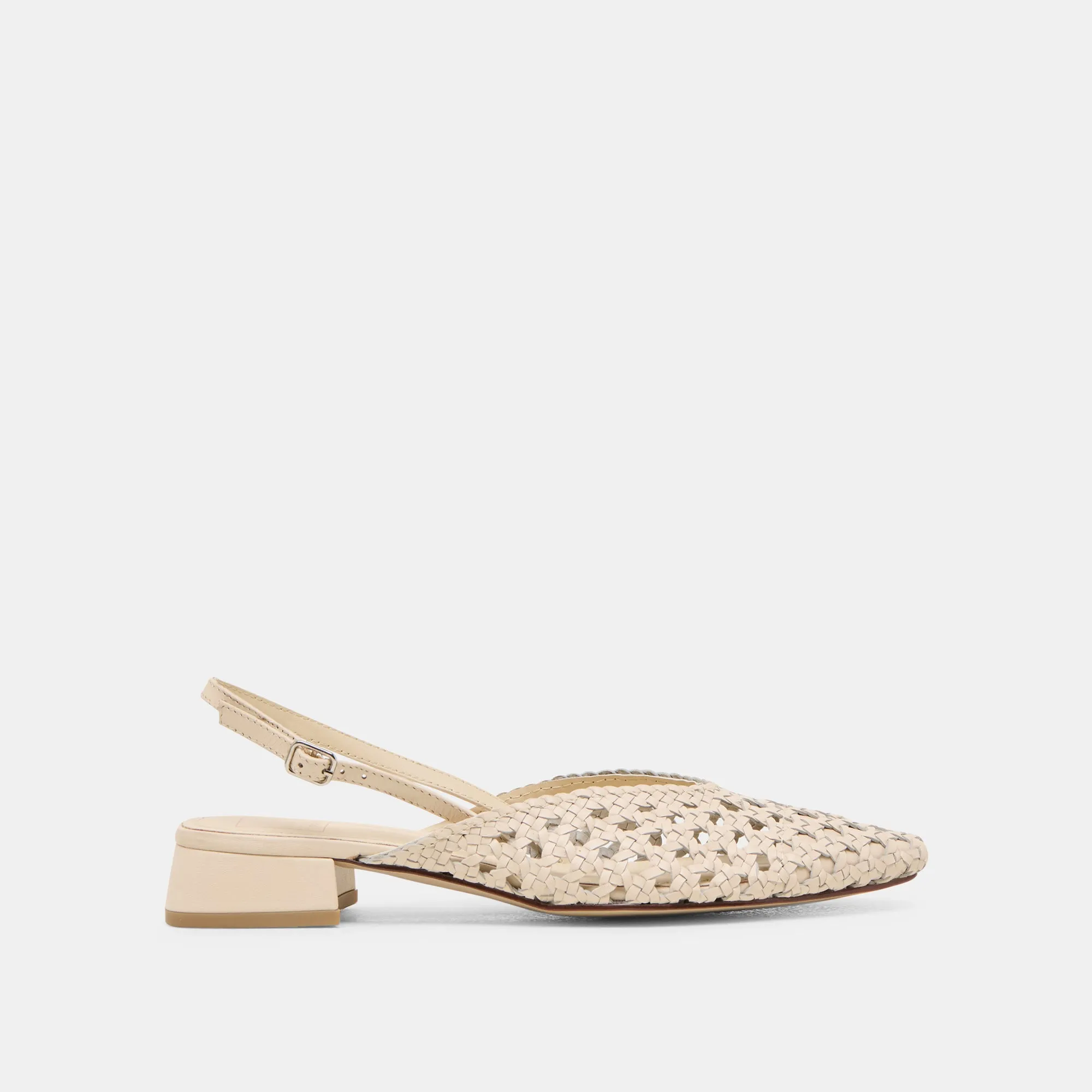 Media Day Everyday Essential Shoes BIRDIE FLATS OFF WHITE WOVEN LEATHER