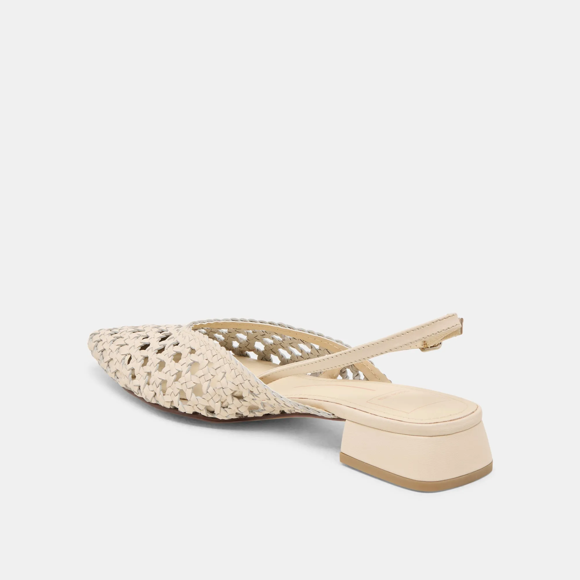 BIRDIE FLATS OFF WHITE WOVEN LEATHER Coral Hue Peak Path