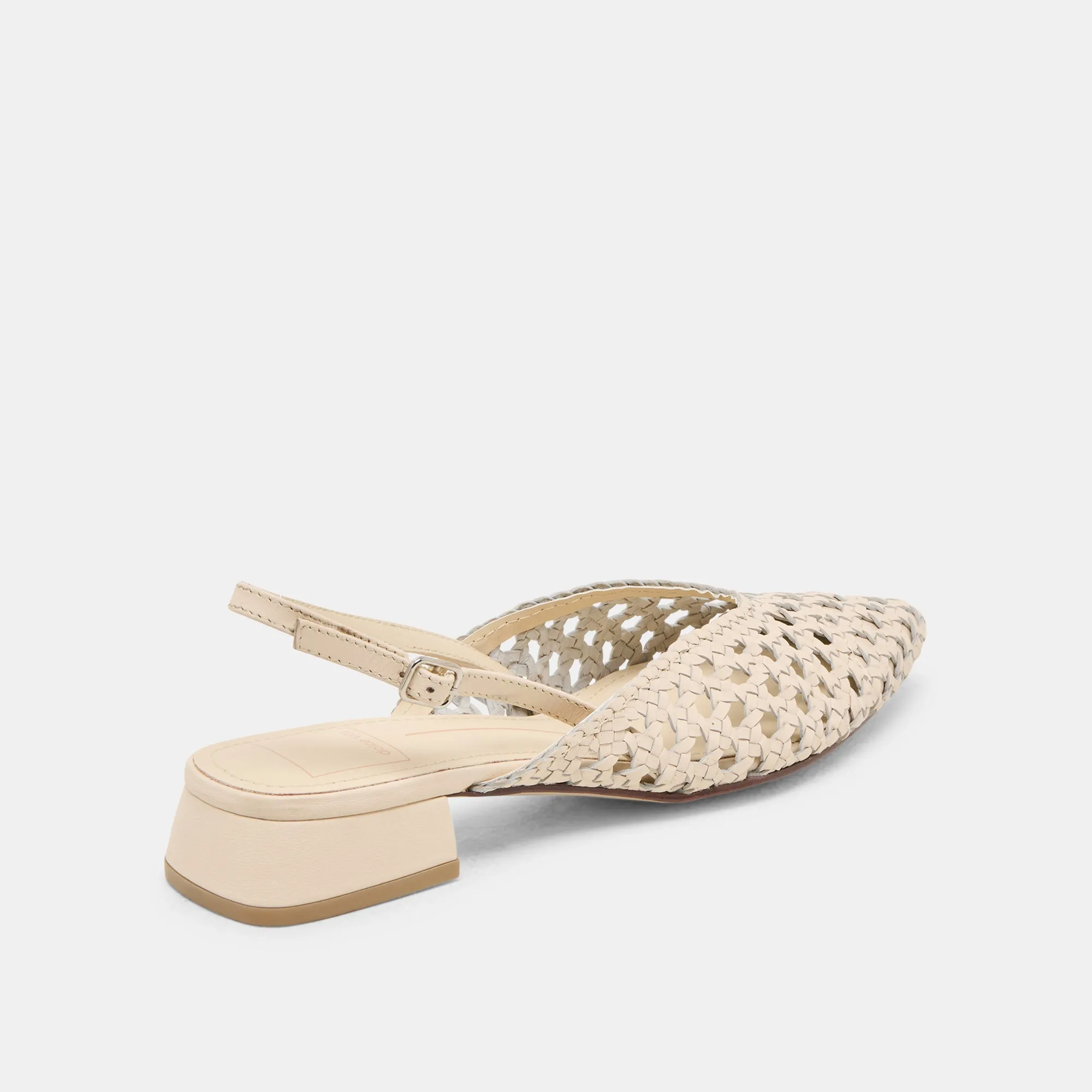 BIRDIE FLATS OFF WHITE WOVEN LEATHER Slip Resistant Sole