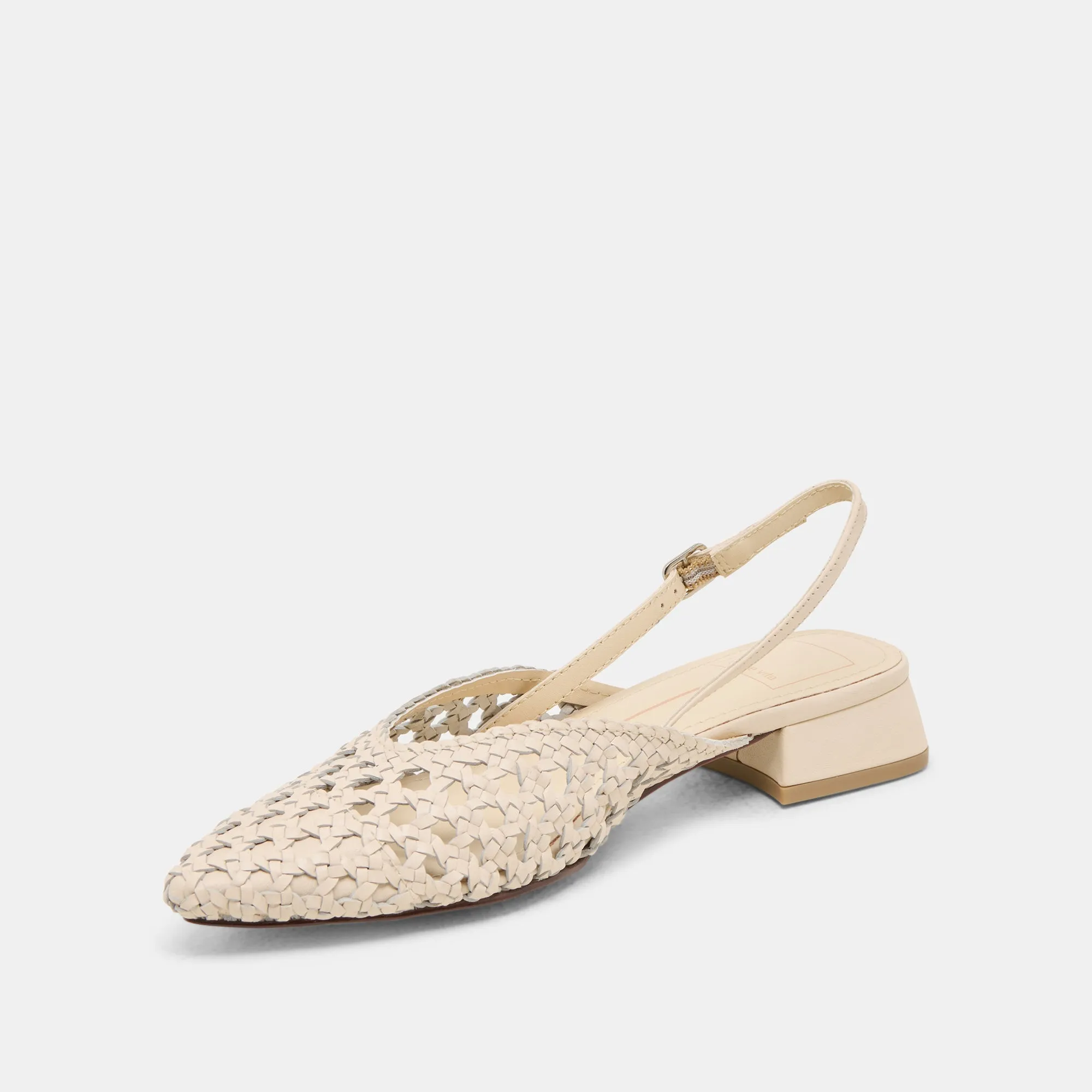 Slip Guard BIRDIE FLATS OFF WHITE WOVEN LEATHER