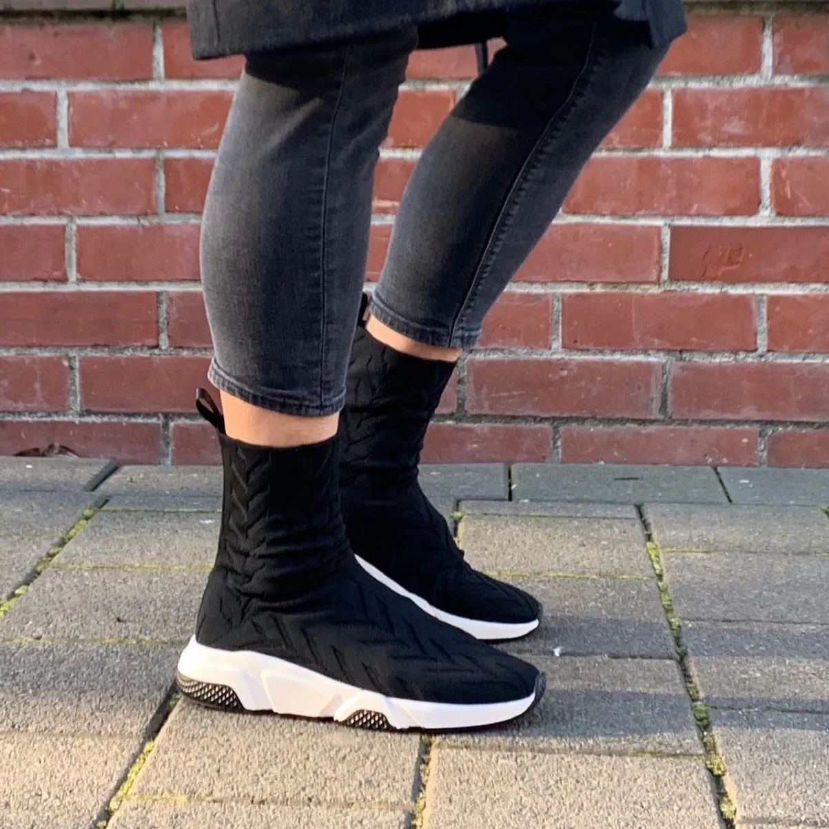 Strong Sole Sporty Look Blanche Black