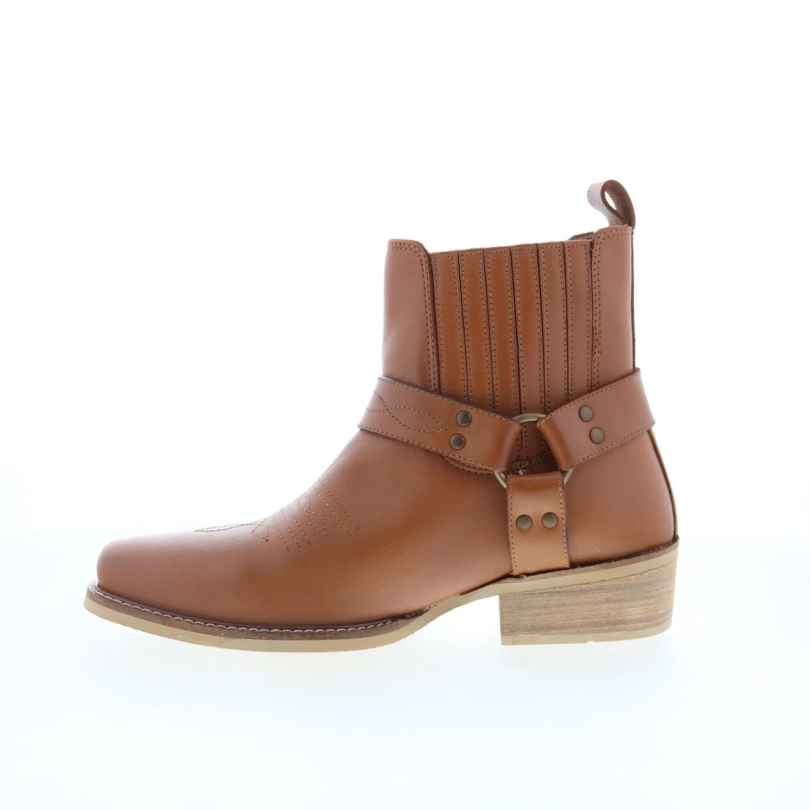 Dingo Black Bart Square Toe Boot DI-282 Mens Brown Leather Western Boots Textile Lining Biker