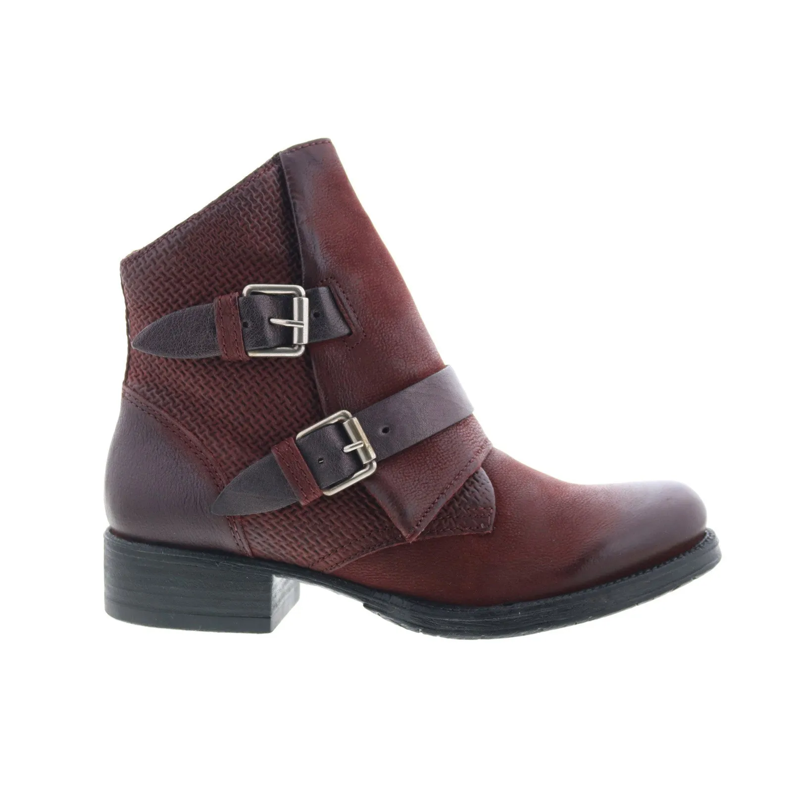 Miz Mooz Nestle Womens Burgundy Leather Zipper Ankle & Booties Boots Daily Function
