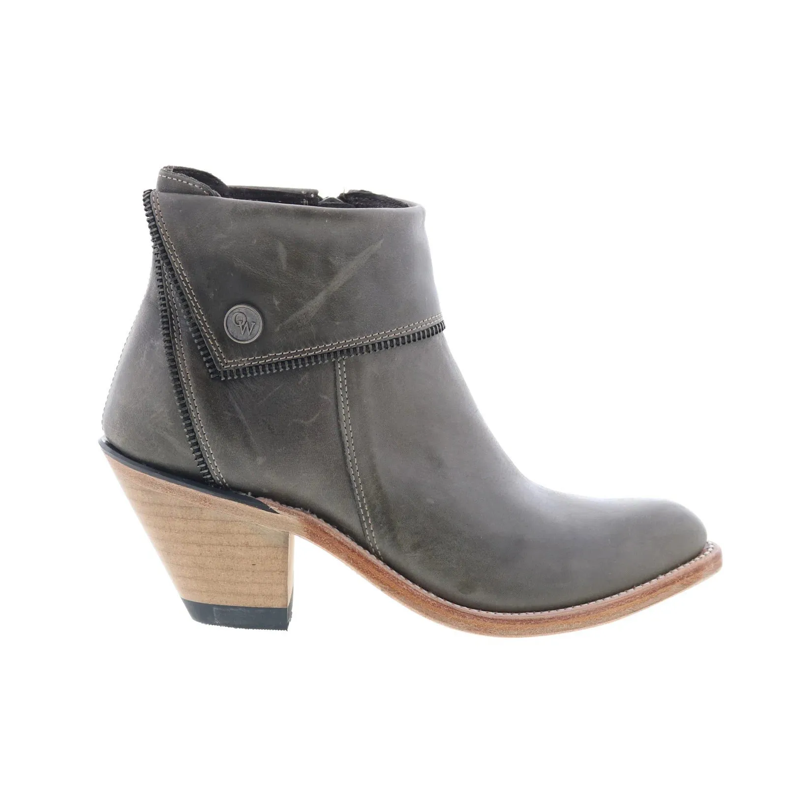 Freelancer Jama Old West Snip Toe 18161 Womens Gray Leather Zipper Western Boots
