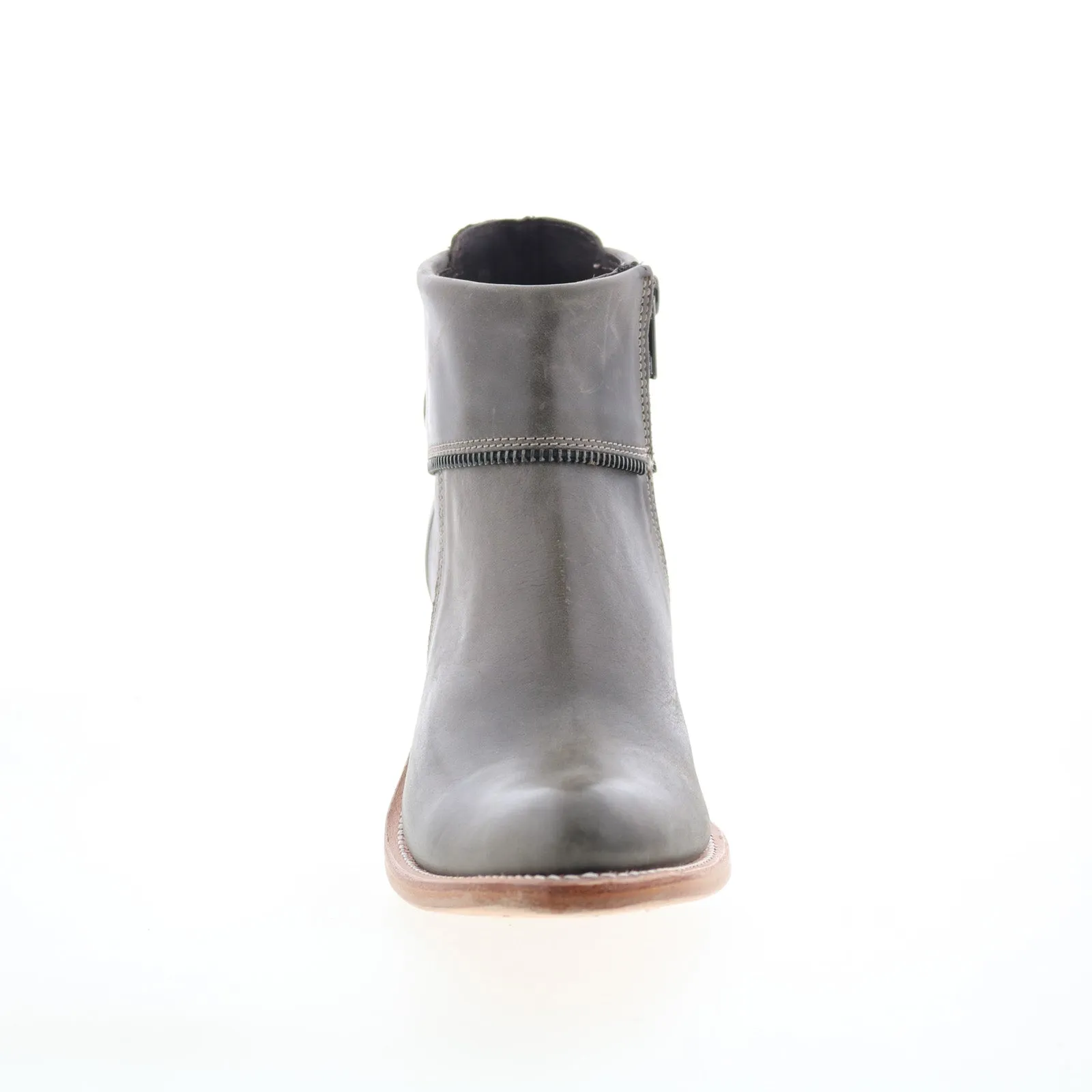Jama Old West Snip Toe 18161 Womens Gray Leather Zipper Western Boots Classic Color Waterproof Upper