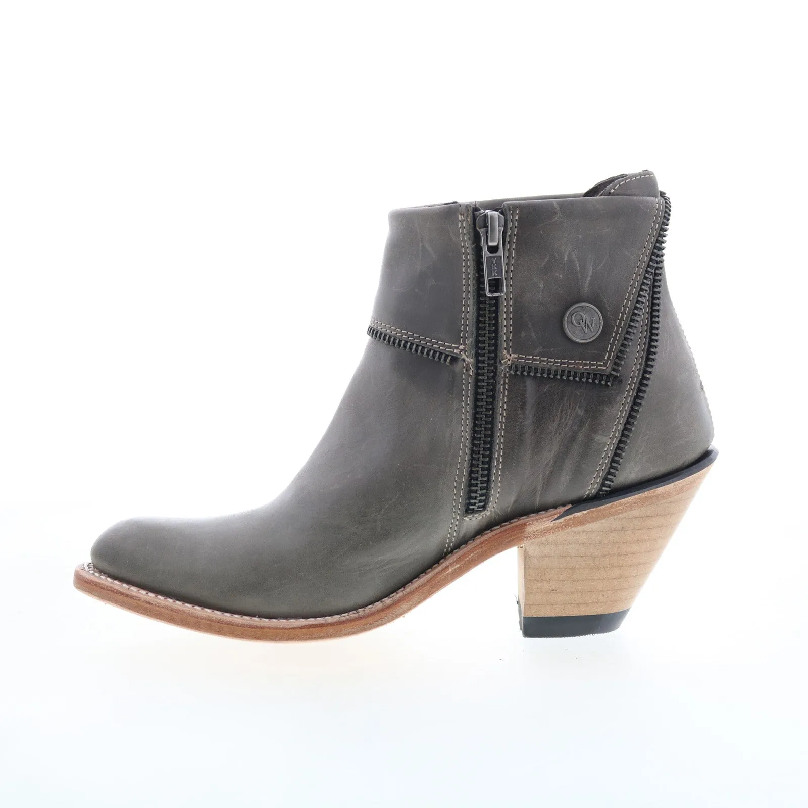 Built For Comfort Desert Expedition Jama Old West Snip Toe 18161 Womens Gray Leather Zipper Western Boots