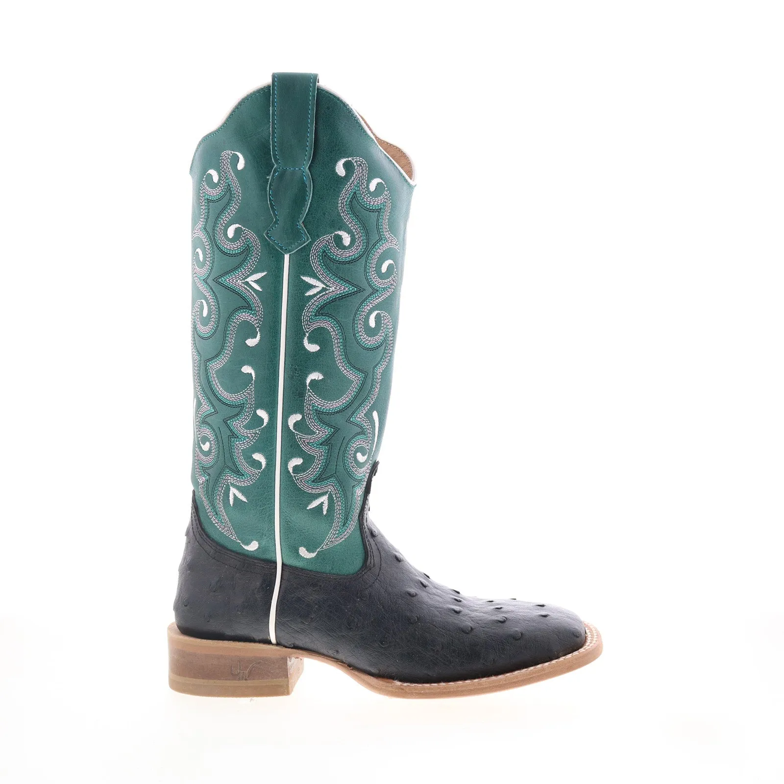 Stylish Protection synthetic leather Outlaw Ladies Ostrich PNT 70054 Womens Black Leather Slip On Western Boots
