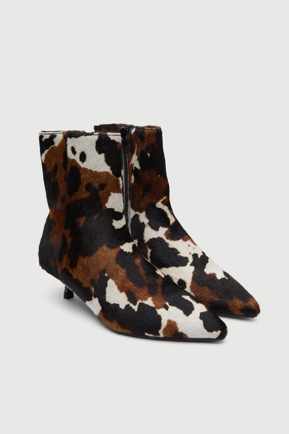 Thick Lining Paula Ankle Boots in Dark Brown Calf Hair