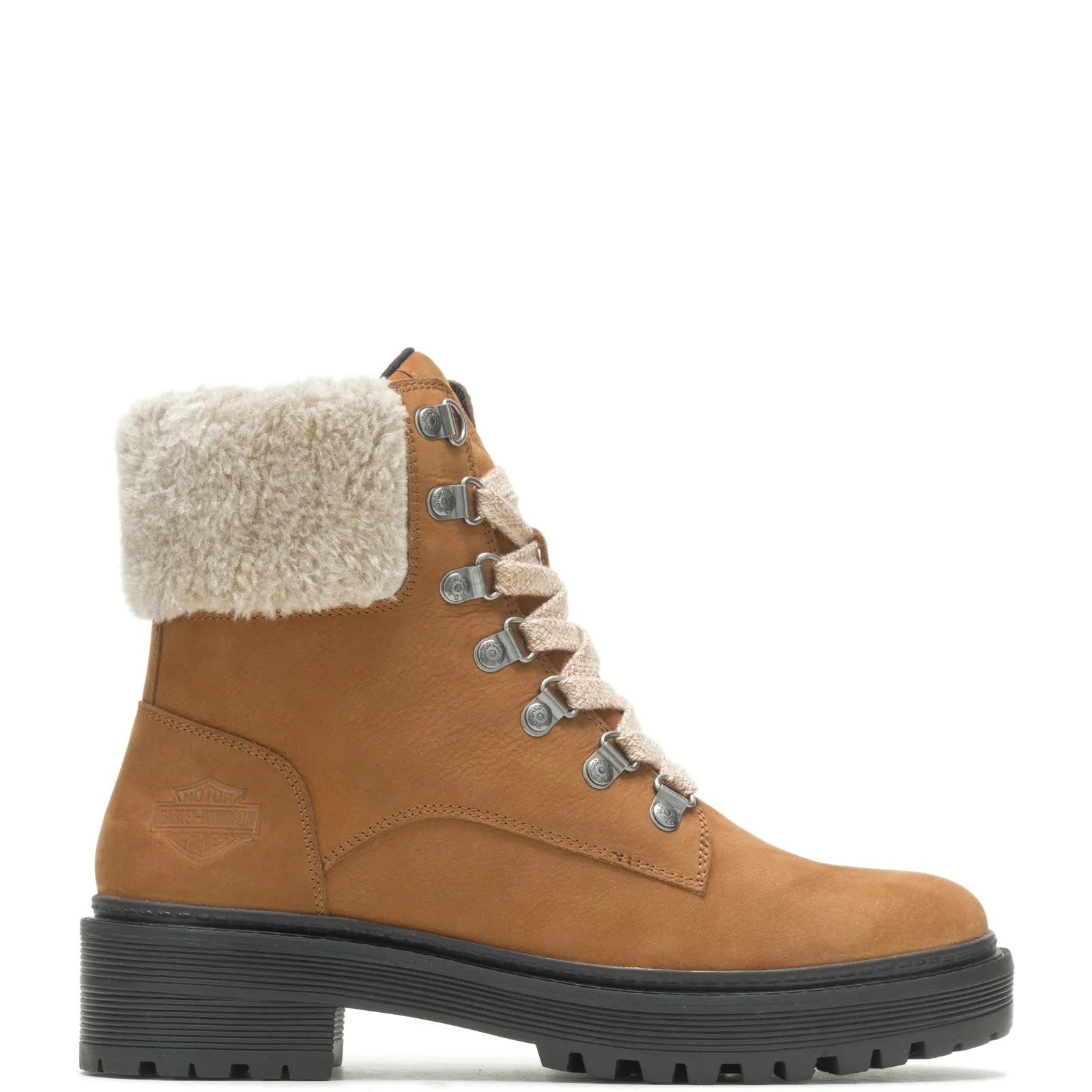 Cool Seasons Elastic Material Harley-Davidson Anderdon D87259 Womens Brown Leather Zipper Motorcycle Boots