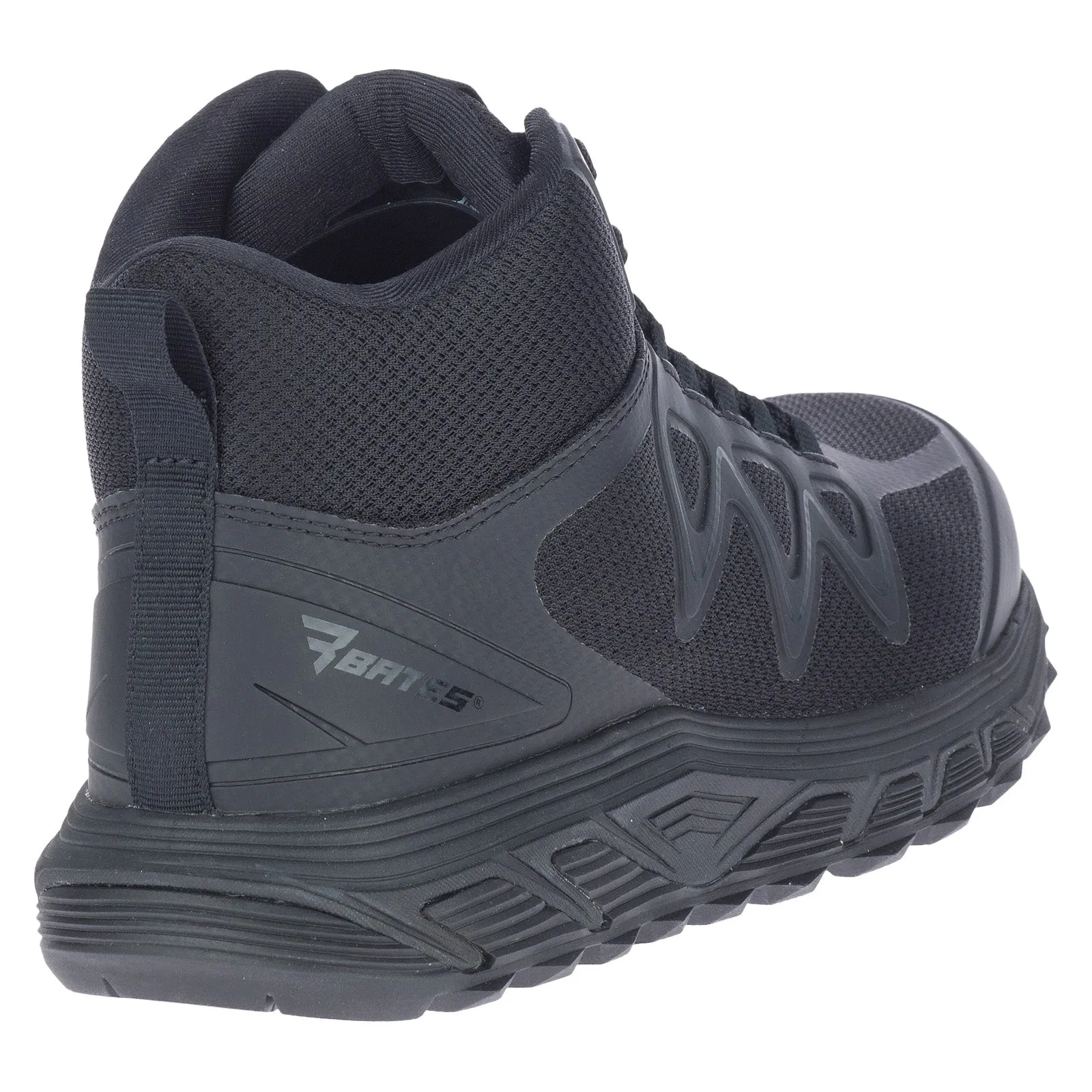 Bates Rush Mid E01140 Womens Black Mesh Lace Up Tactical Boots Side zipper Smooth Form