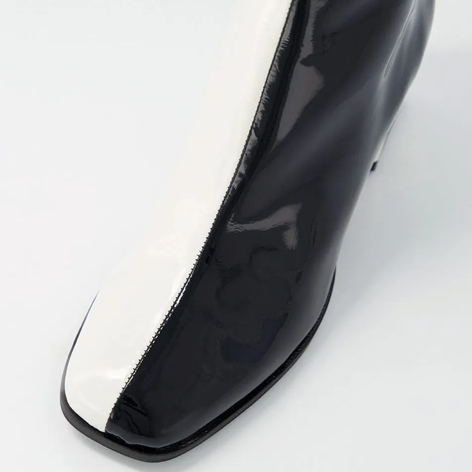 DJANGO & JULIETTE WARONI BLACK IVORY PATENT Effortless Wear Functional Style