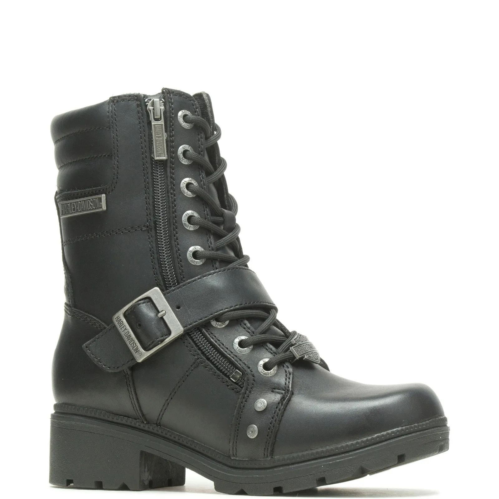 Soft And Supportive Mountain Proof Harley-Davidson Talley Ridge 7.75" Lace D83878 Womens Black Motorcycle Boots