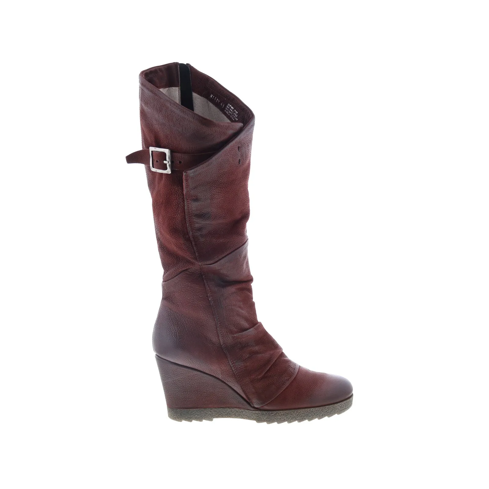 Biker Rugged And Durable Miz Mooz Nifty M52309-102-6345 Womens Burgundy Leather Zipper Knee High Boots