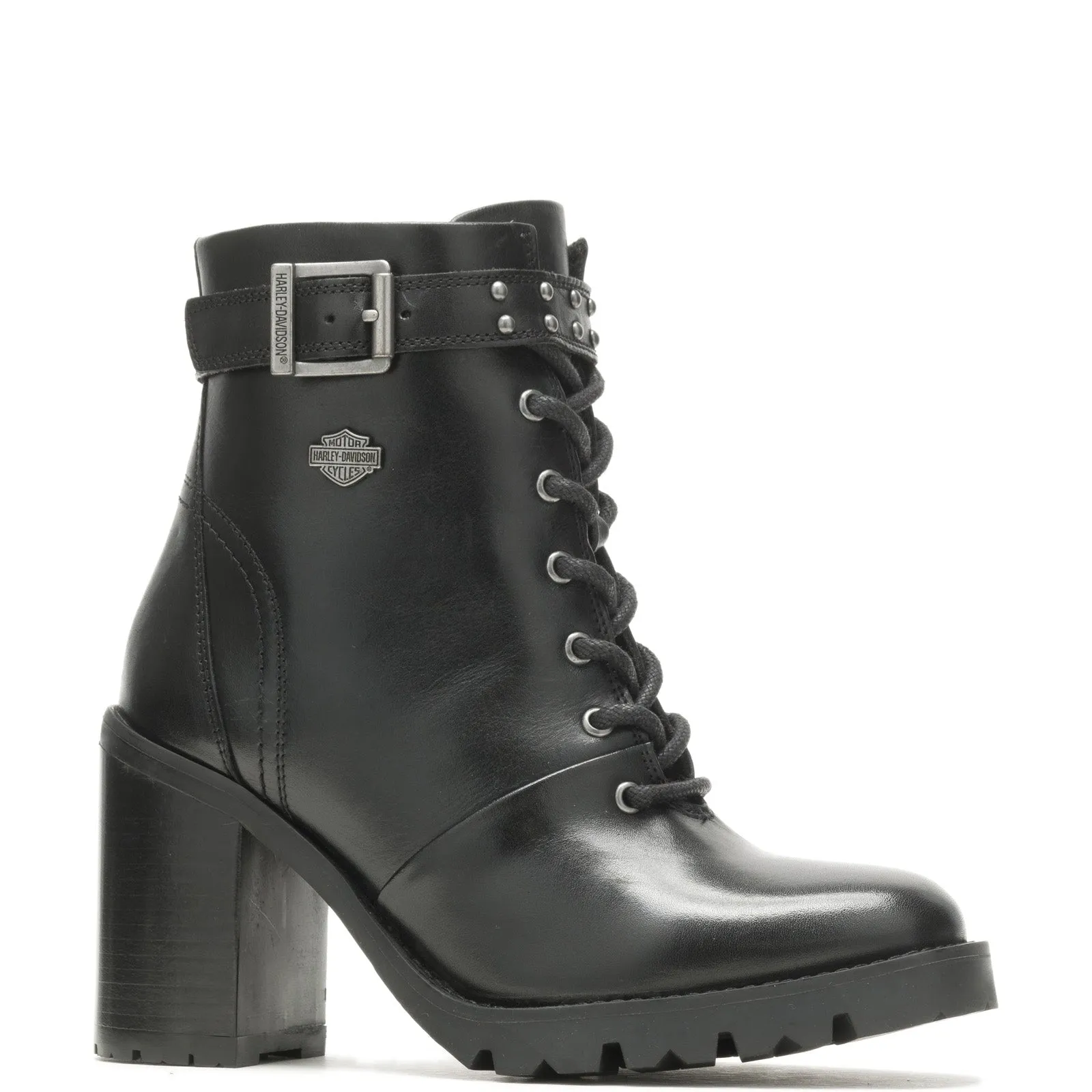 Sturdy Build Harley-Davidson Adina Lace D84729 Womens Black Leather Motorcycle Boots