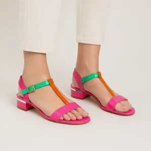 Open Front DJANGO & JULIETTE TANER HOT PINK PATENT MULTI