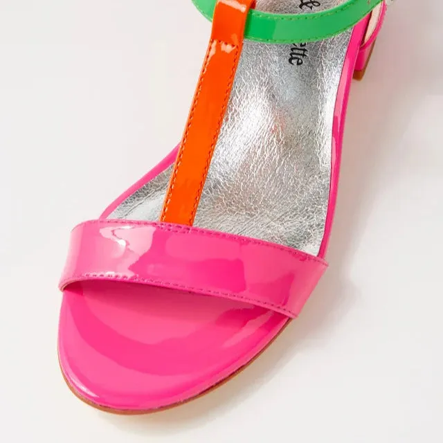 DJANGO & JULIETTE TANER HOT PINK PATENT MULTI Flat Sole