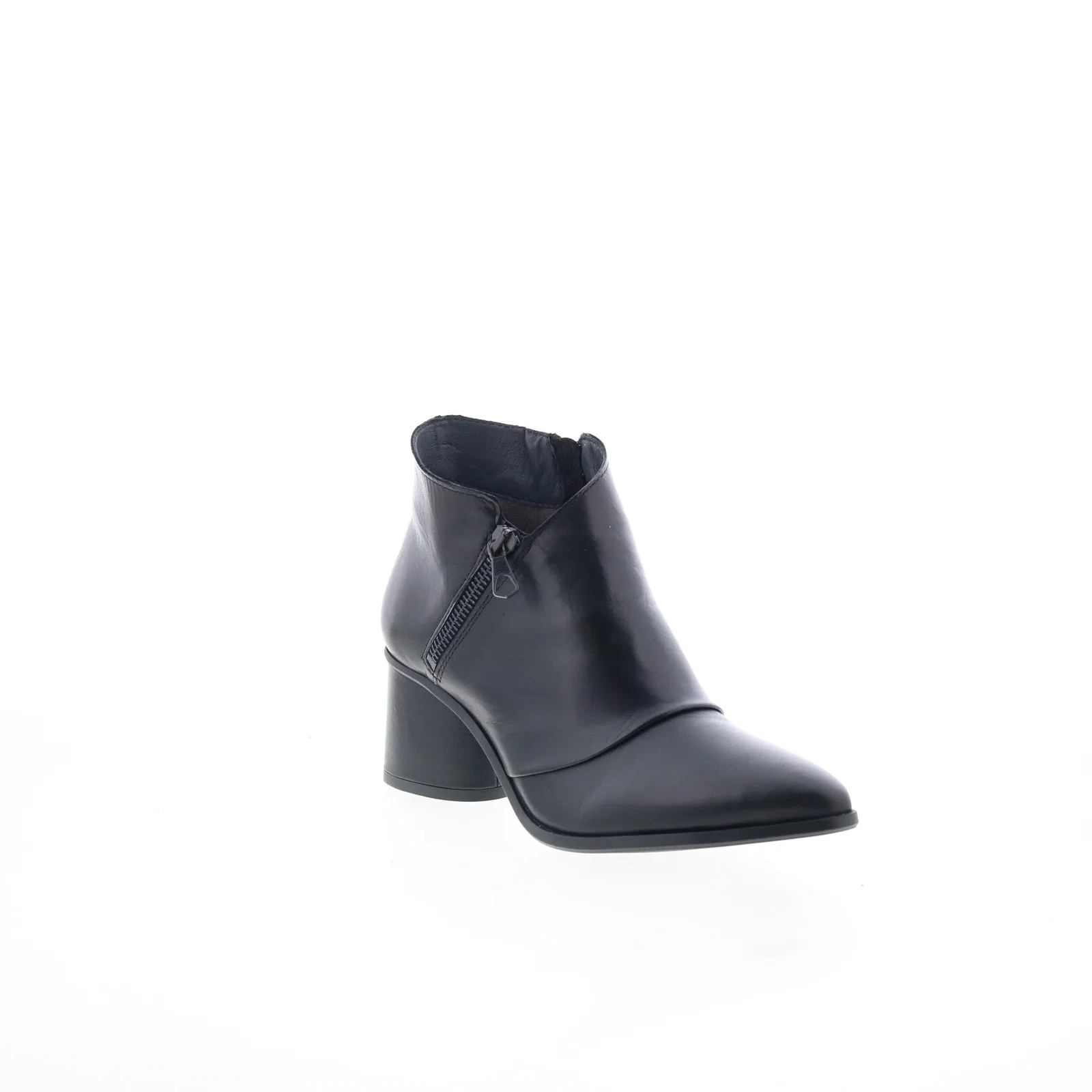 Miz Mooz Joelene Womens Black Leather Zipper Ankle & Booties Boots Construction Worker Sleek Style