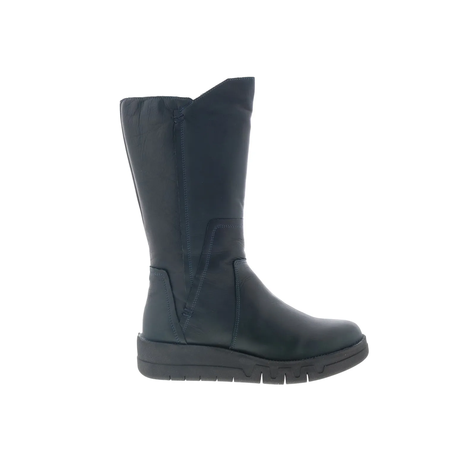 Miz Mooz Lear Womens Black Leather Zipper Mid Calf Boots Comfort Straps